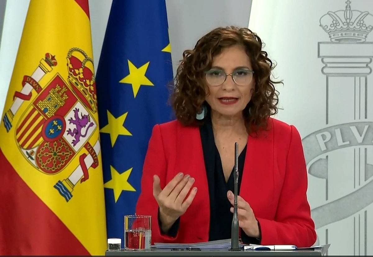 Maria Jesus Montero, Espainiako Gobernuaren eleduna, gaurko agerraldian. EFE
