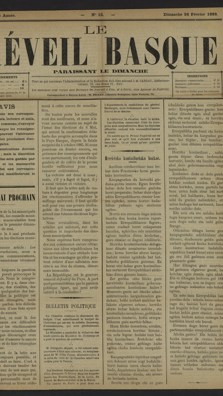 'Le Reveil Basque' BILKETA