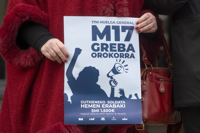 Martxoaren 17ko greba orokorraren afixa. IÑIGO URIZ / FOKU