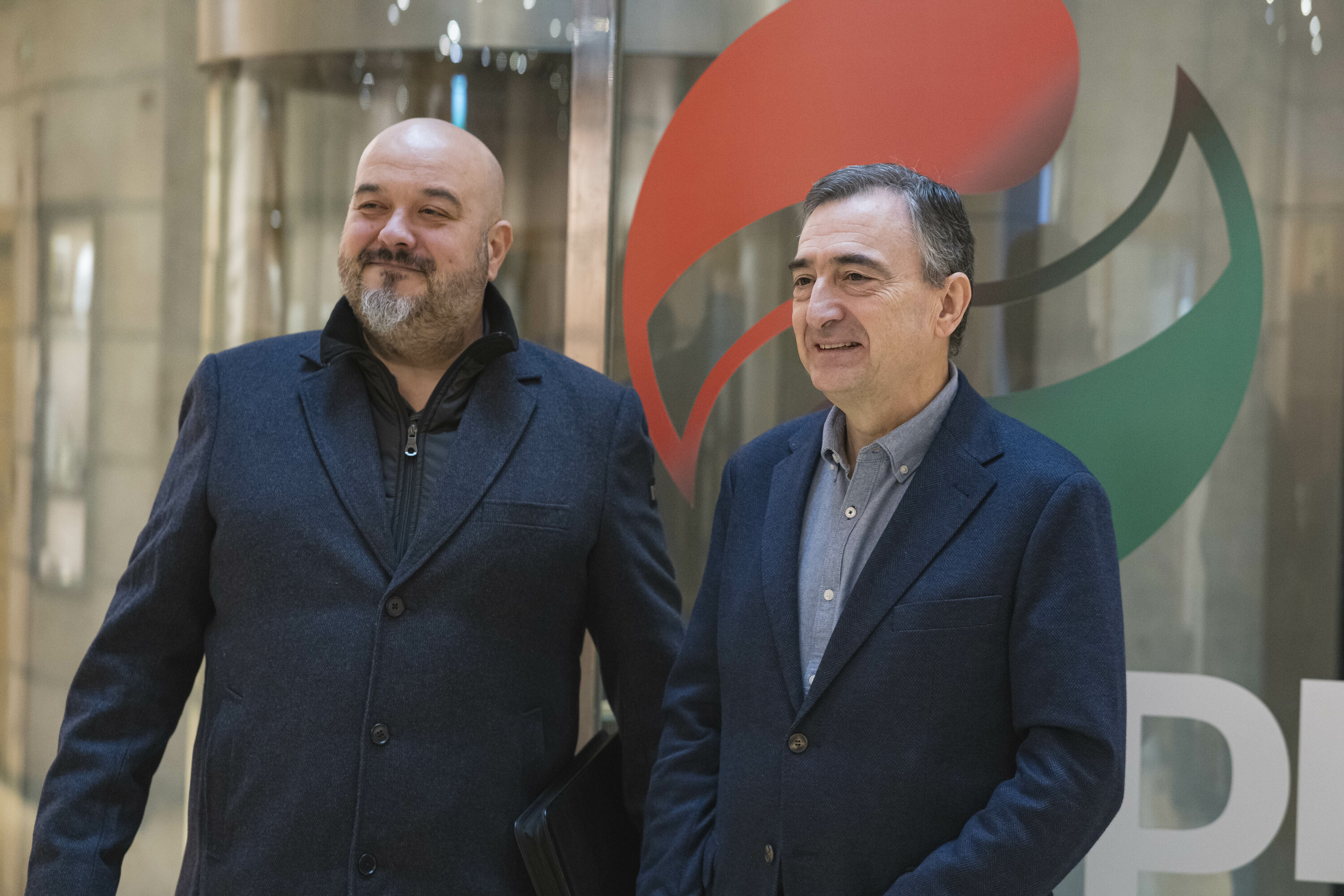 Richar Vaquero eta Aitor Esteban, gaur, Sabin Etxean. ARITZ LOIOLA / FOKU