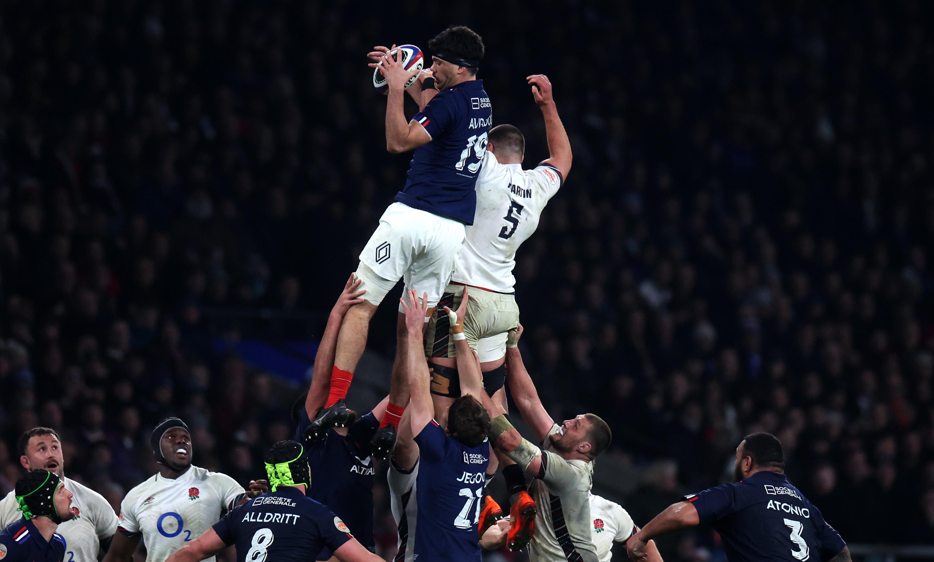 Frantzia eta Ingalaterra, lehian, iazko Sei Nazioen Torneoan. NEIL HALL / EFE