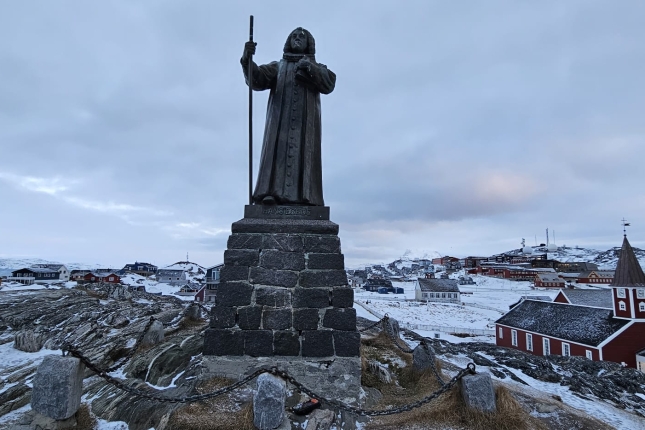 Hans Egede misiolariaren eskultura, Nuuken. ORIOL BÄBLER MATA