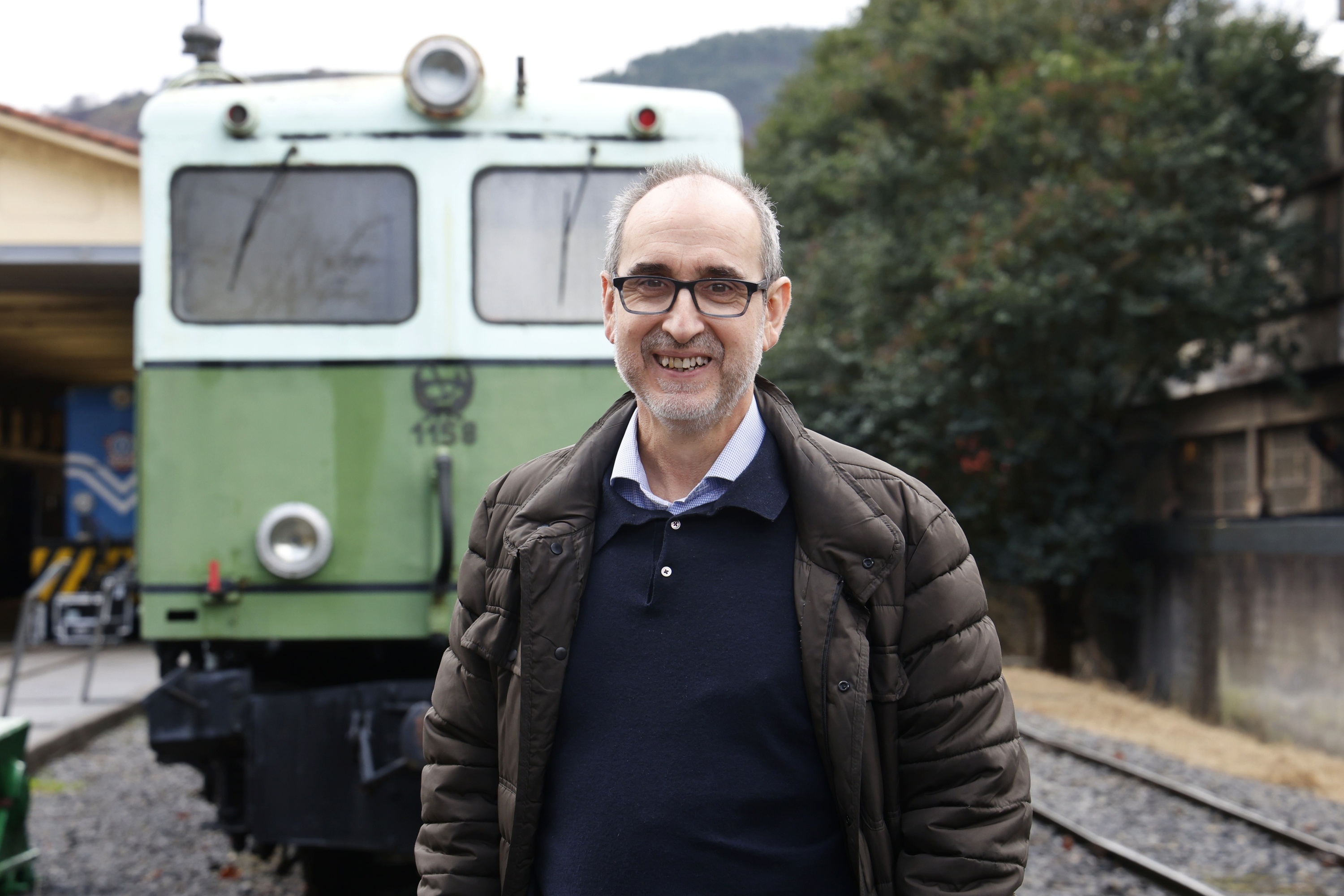 Juanjo Olaizola, Euskotren Museoan. MAIALEN ANDRES / FOKU