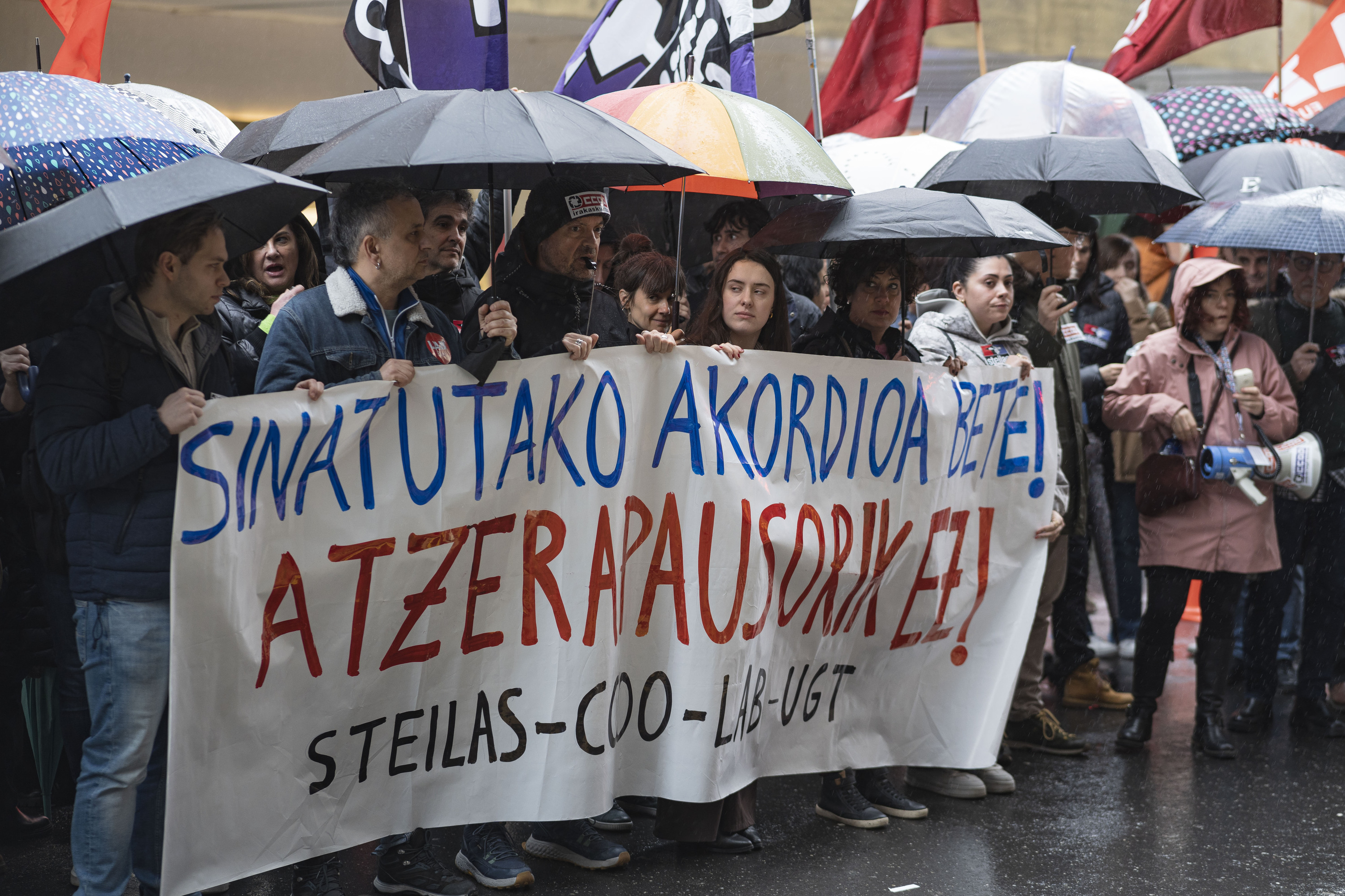 Sindikatuen protesta gaur, Bilbon. ARITZ LOIOLA / FOKU