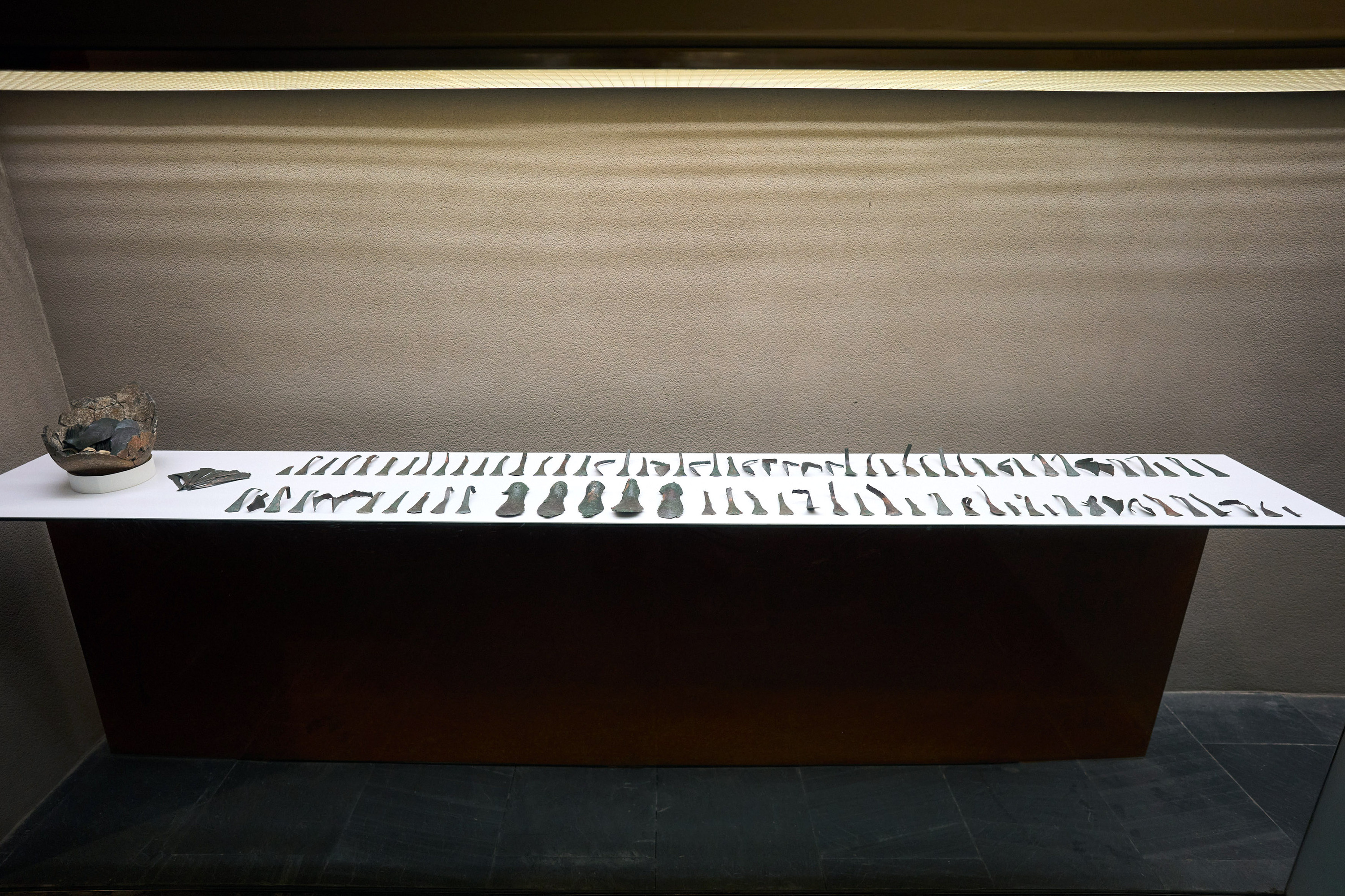 Tafallako La Celada muinoko aztarnategian aurkitutako Brontze Aroko hainbat pieza, Nafarroako Museoan. MIGUEL OSES / NAFARROAKO GOBERNUA