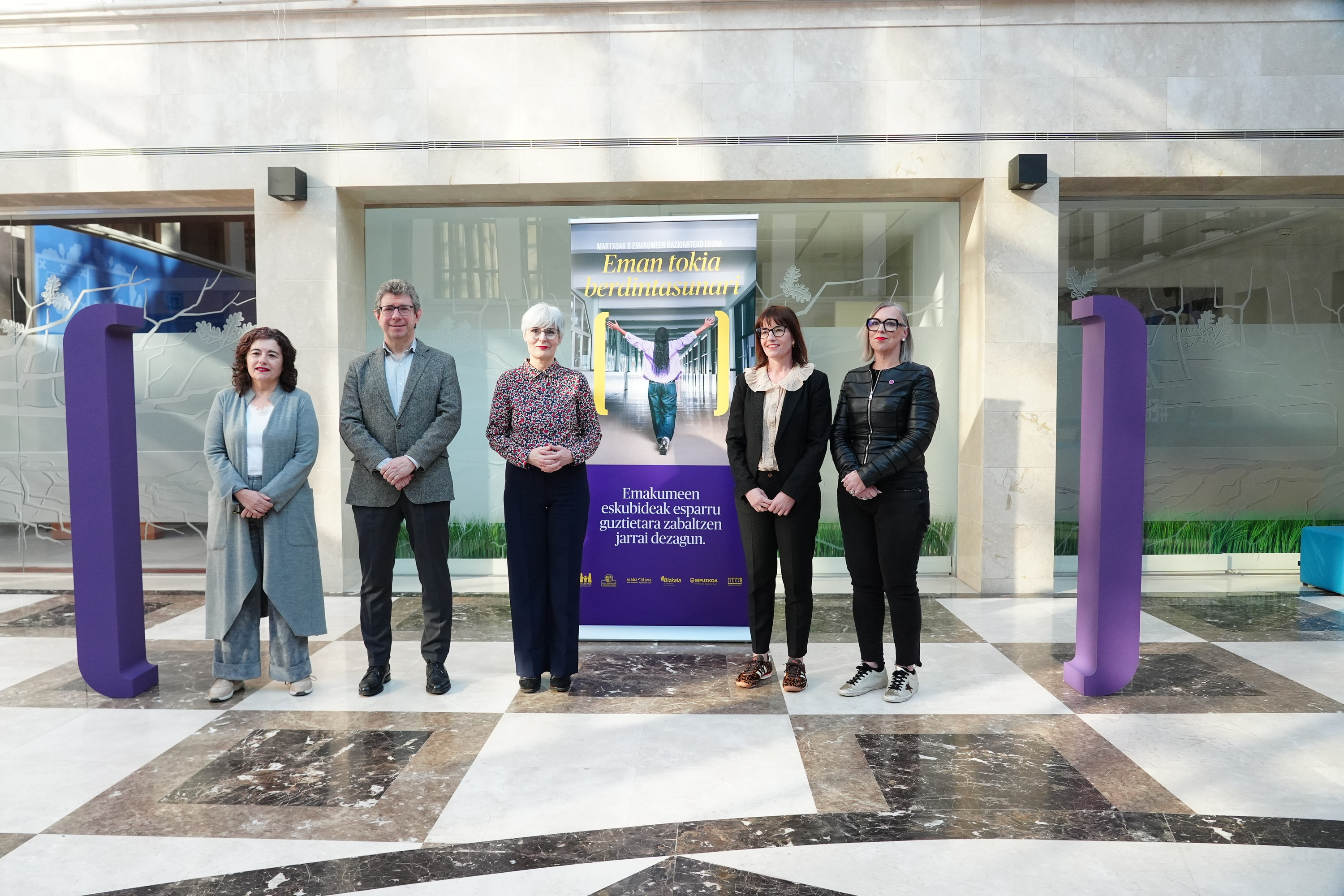 Emakunderen Martxoak 8 Emakumeen Nazioarteko Egunerako kanpainaren aurkezpena, gaur goizean, Lehendakaritzan. ENDIKA PORTILLO / FOKU