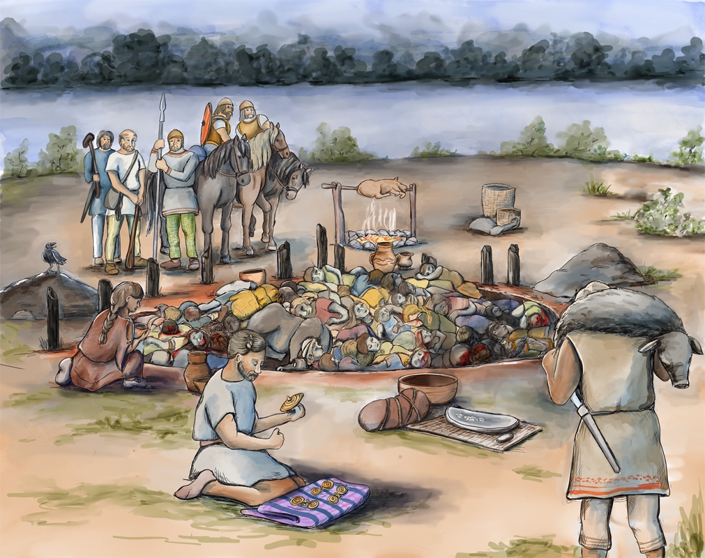 Duela ia 3.000 urteko Gomolavako bizimodua irudikatzen duen marrazki bat. SARA NYLUND