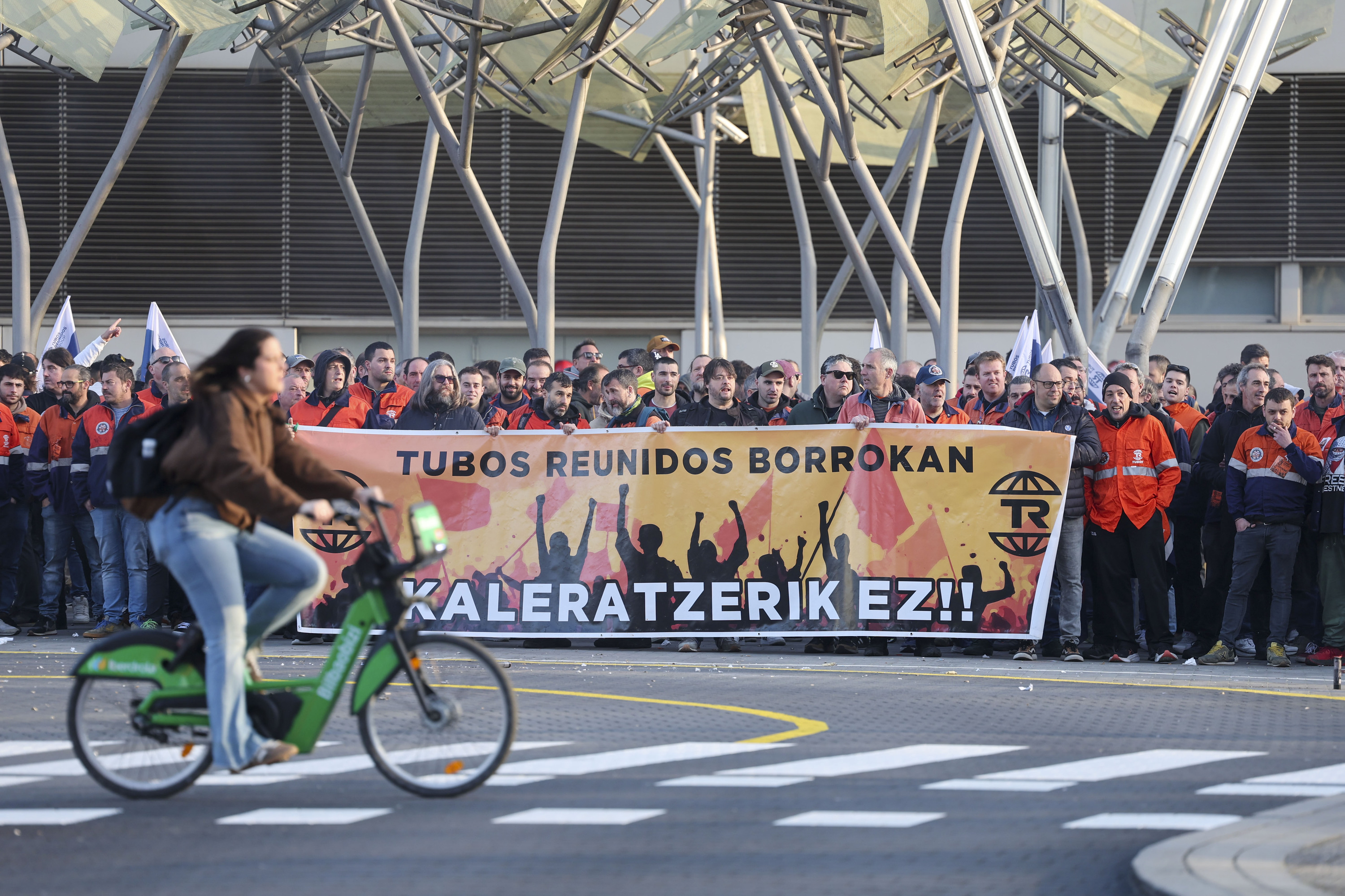 Tubos Reunidoseko langileen protesta bat, Bilbon. FOKU