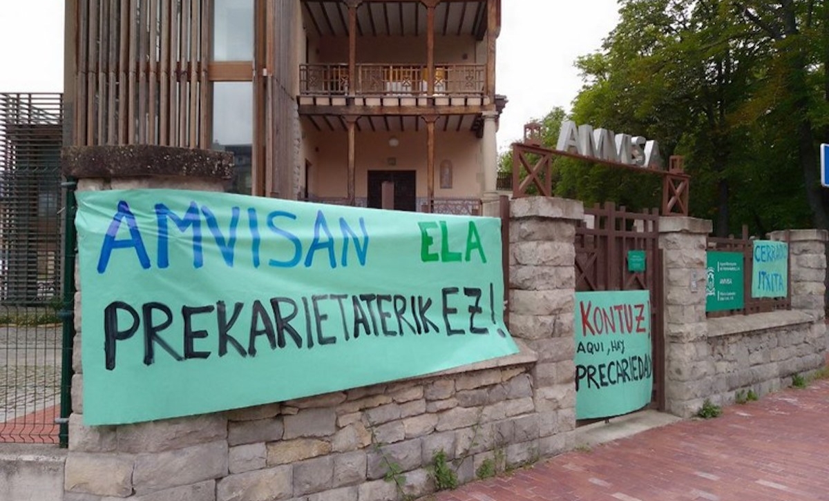 Amvisako aurrez aurreko arretako azpikontratako langileen greba, 2025eko azaroan. ELA