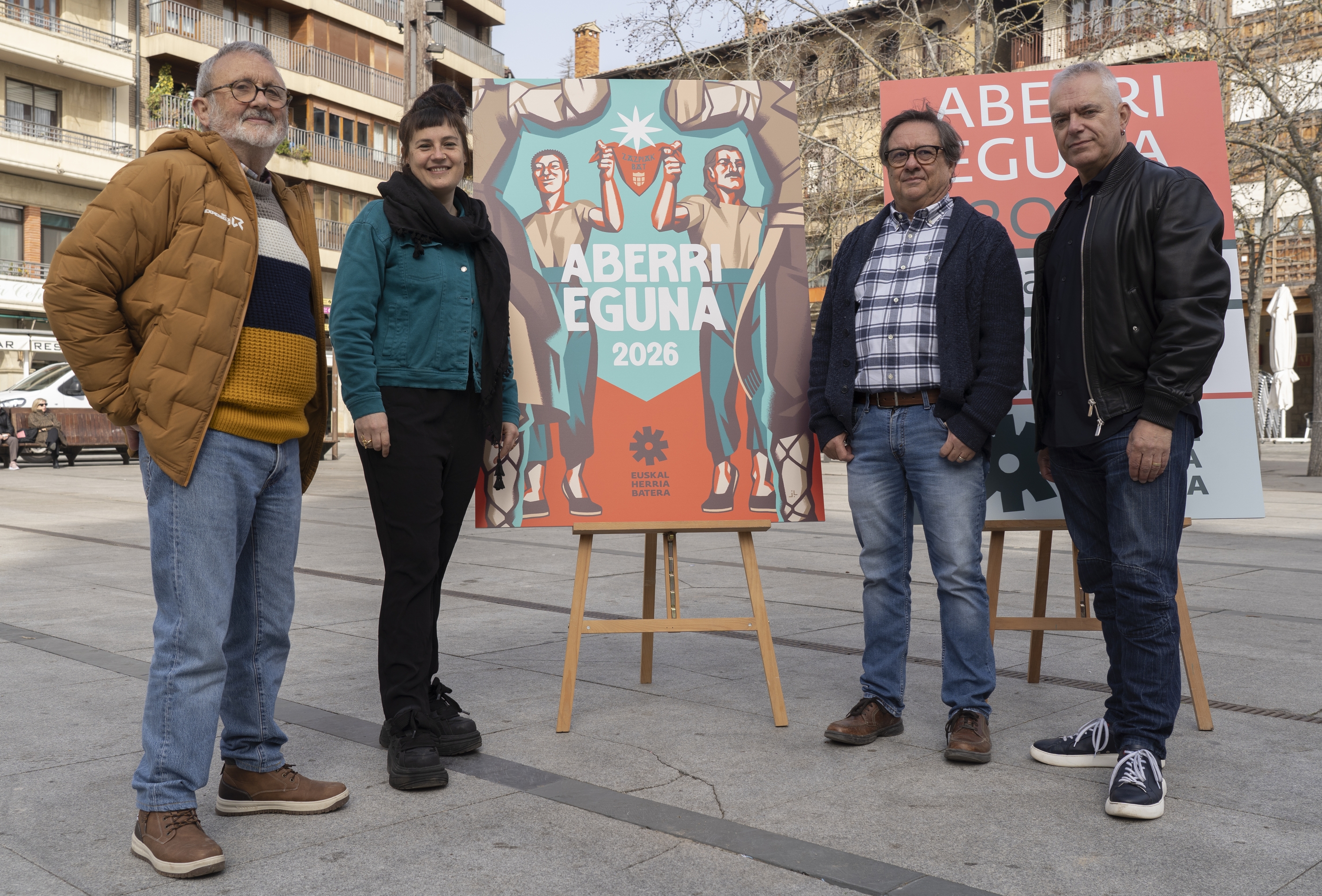 Euskal Herria Batera-ko ordezkariak, gaur, Lizarran. RAUL BOGAJO / FOKU