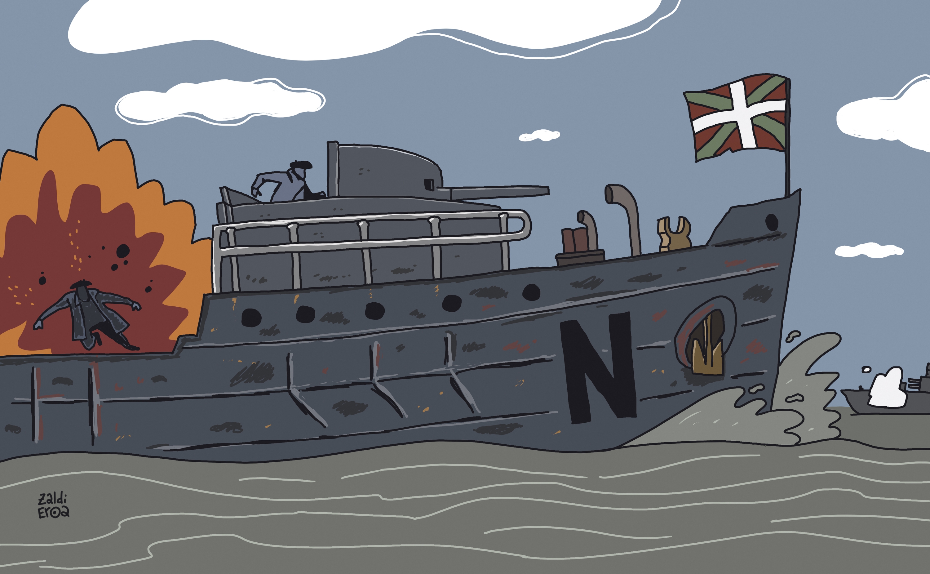 Nabarra ontzia 1937ko Matxitxakoko itsas batailan hondoratu zen. ZALDIEROA