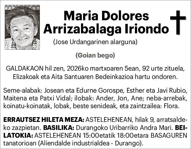 MARIA DOLORES ARRIZABALAGA IRIONDO