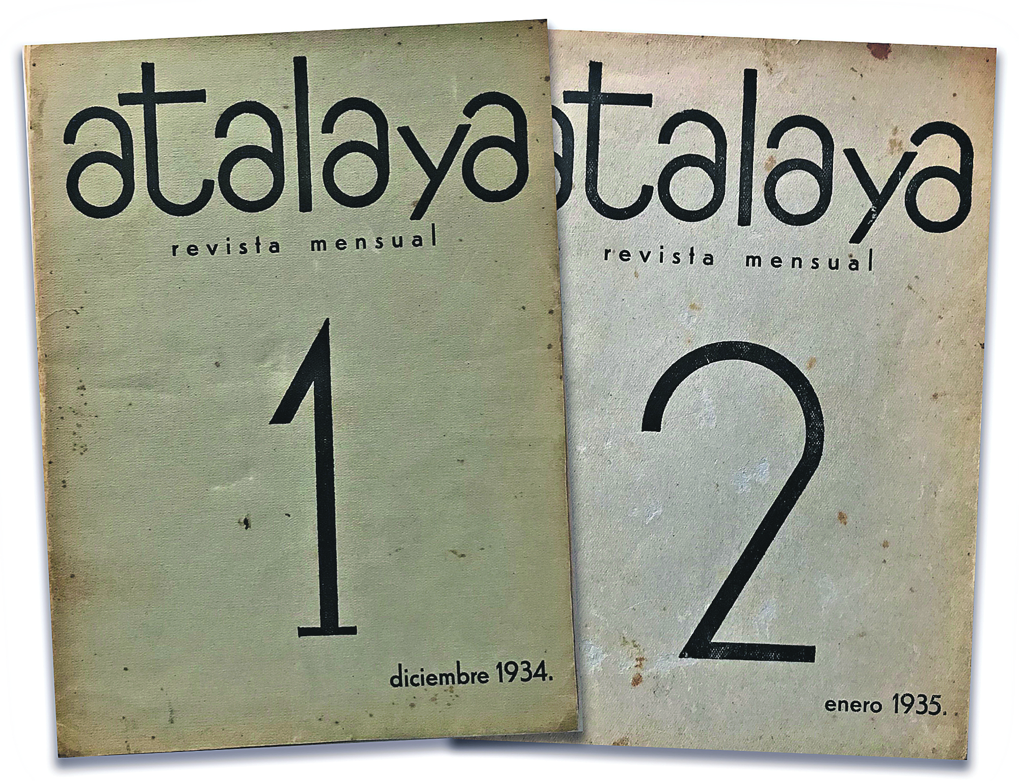 'Atalaya' aldizkariaren bi zenbakien azalak. 'REVISTA ATALAYA'