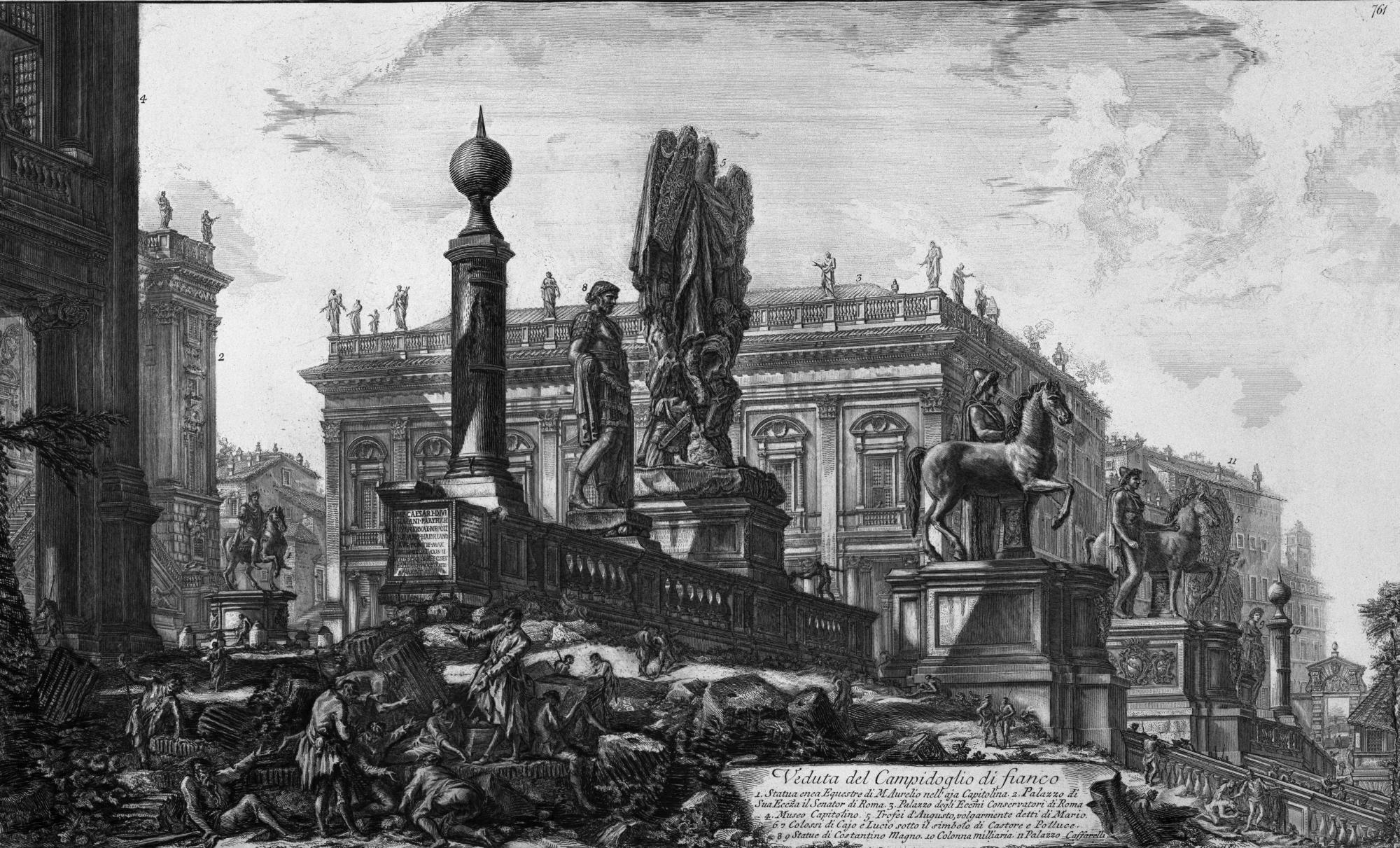 Erromako Campidoglio plaza, Piranesiren grabatu batean. BERRIA