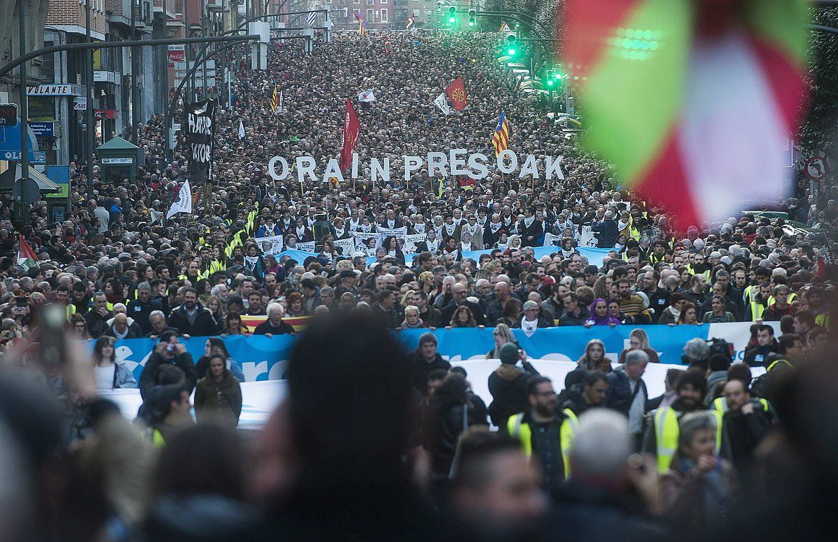 Urtarrilean Bilbon euskal presoen eskubideen alde eginiko manifestazioa. LUIS JAUREGIALTZO / FOKU