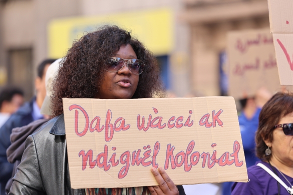 Bilboko manifestazioan parte hartu duen emakume bat. O. MATXIN EDESA / FOKU