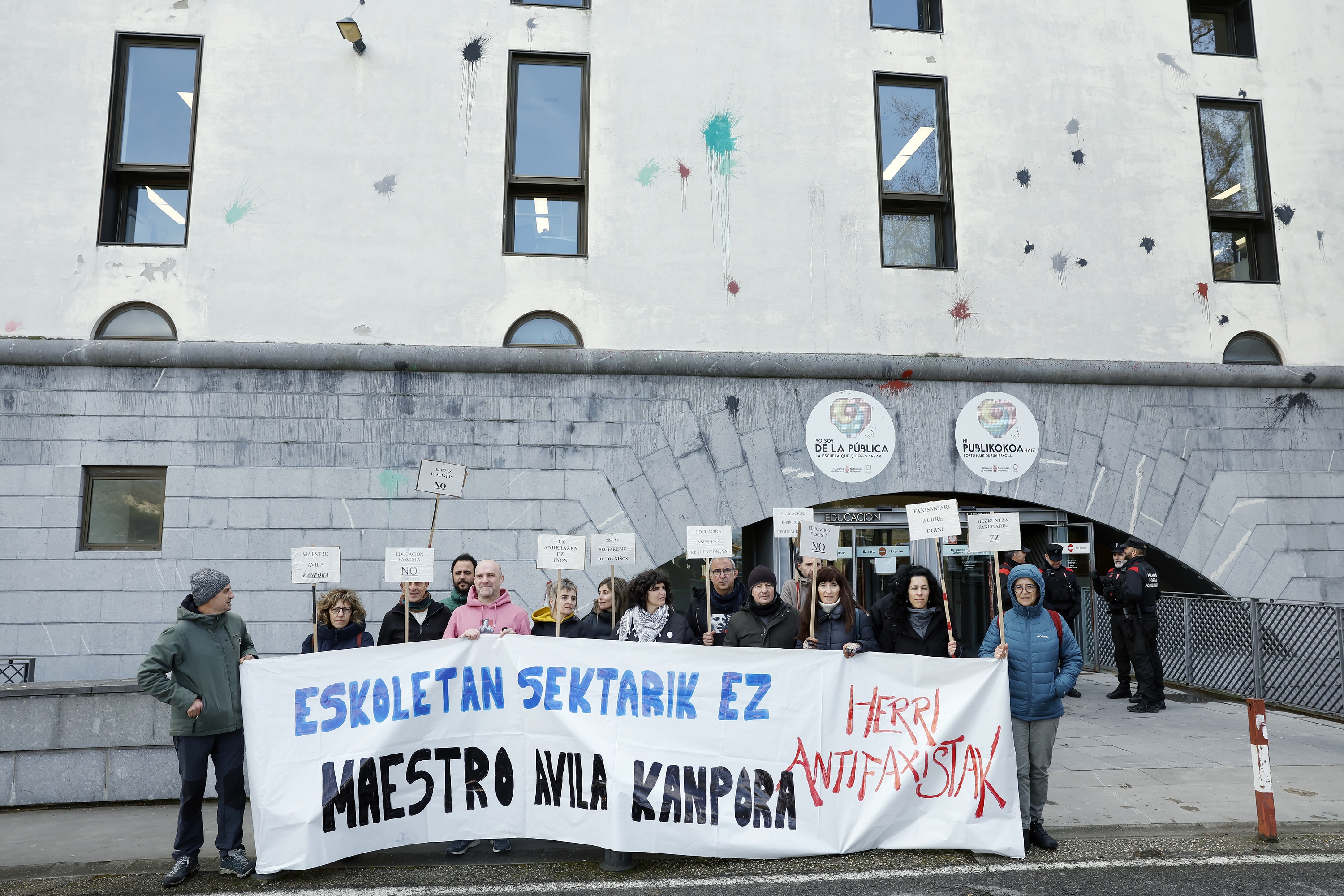 Herri Antifaxistak plataformak gaur egindako elkarretaratzea, Iruñean. JESUS DIGES / EFE