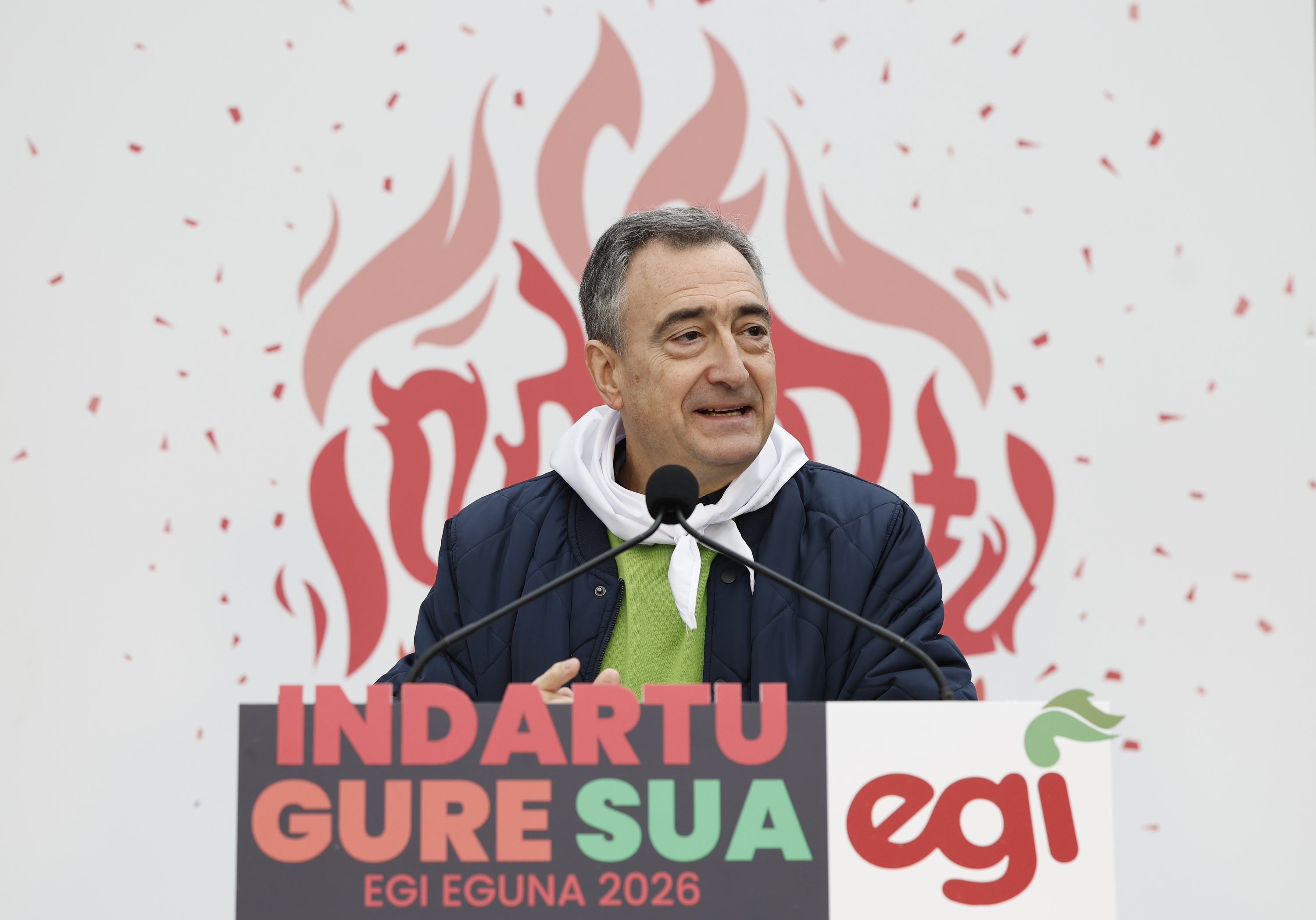 Aitor Esteban gaur, Mungian egiten ari diren EGI Egunean. MIGUEL TOÑA / EFE