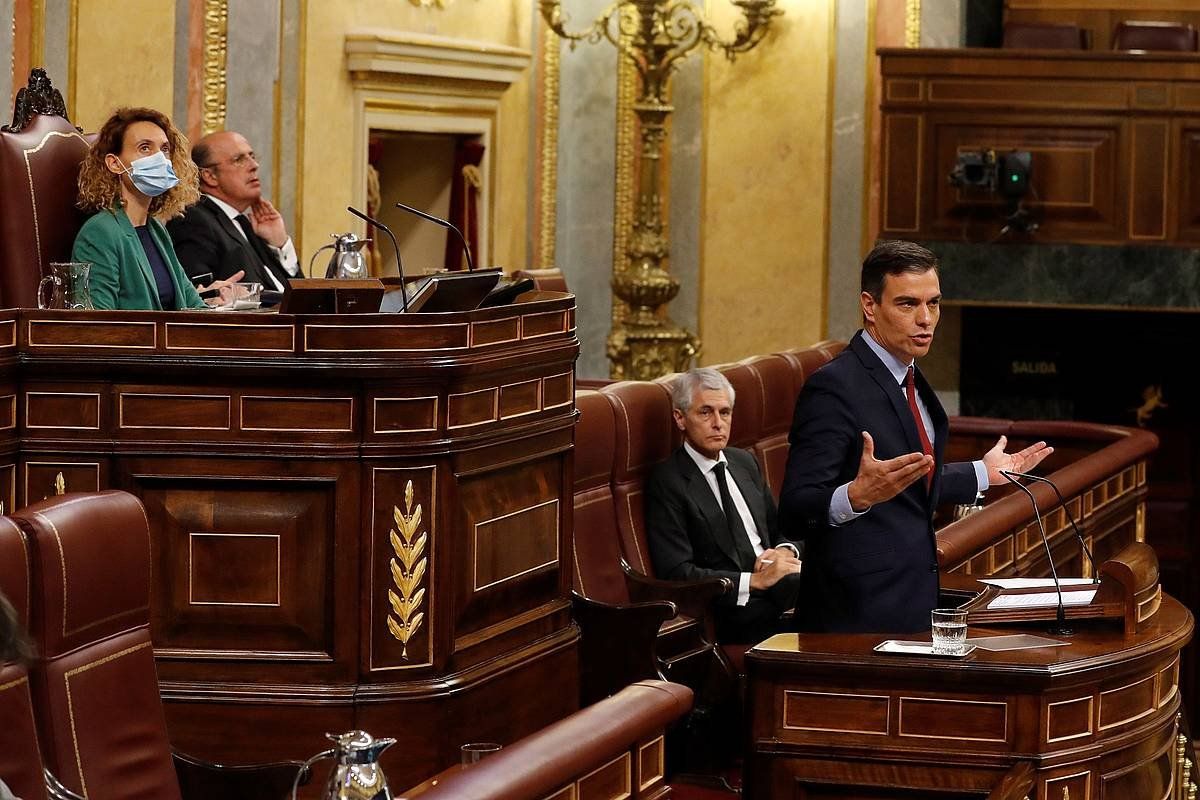 Pedro Sanchez Espainiako Gobernuko presidentea, gaur. BALLESTEROS / EFE