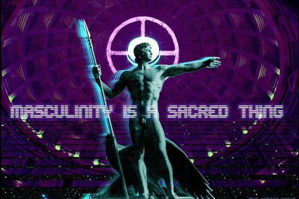 'Fashwave' estiloko meme bat, maskulinitateari gorazarre eginez.