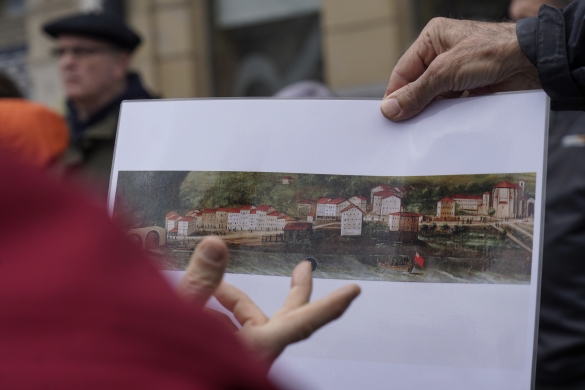 Antzinako Bilbo Zaharra irudikatzen duen margolan bat, 1840ko urteetakoa. MARISOL RAMIREZ / FOKU