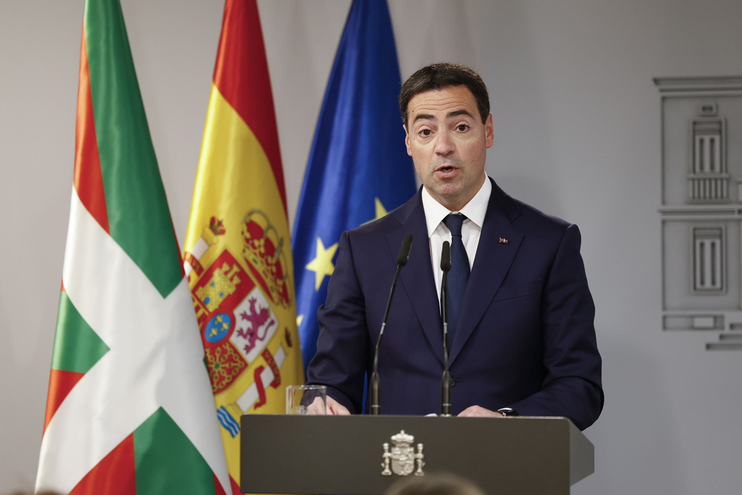 Imanol Pradales Eusko Jaurlaritzako lehendakaria, joan den astean, Madrilen. CHEMA MOYA / EFE