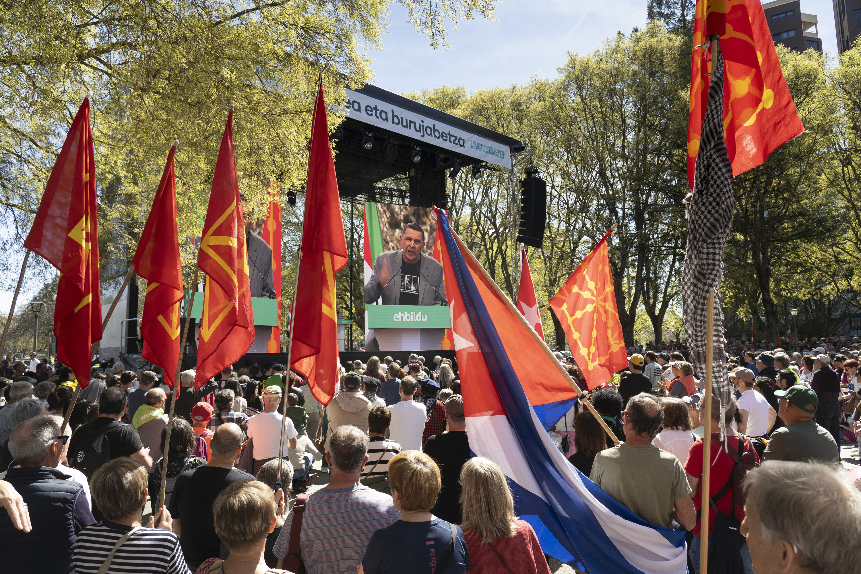 Aberri Eguneko ekitaldi politikoa, atzo, Iruñean. IÑIGO URIZ / FOKU