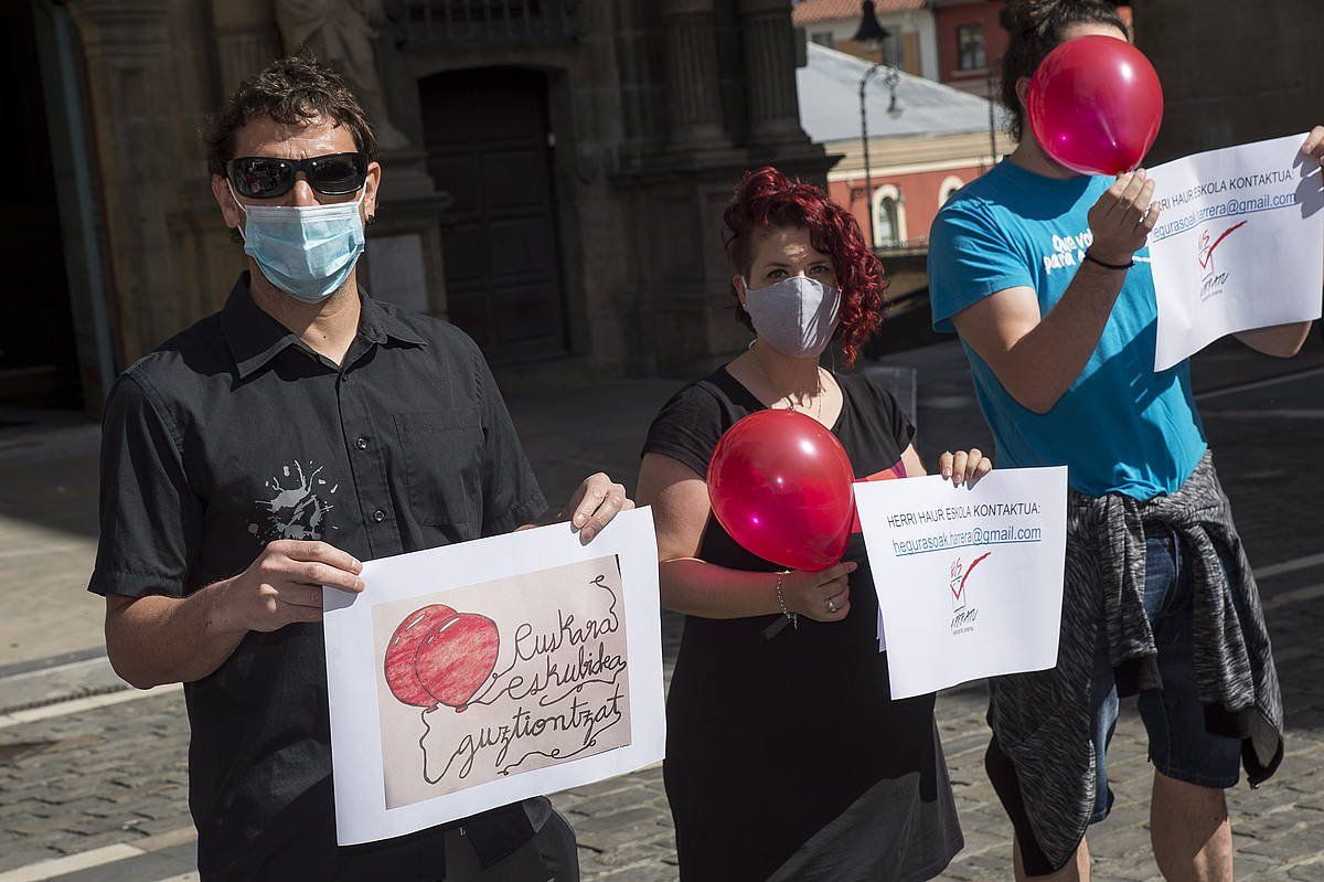 Euskarazko haur eskolen aldeko protesta bat, joan den astean. IÑIGO URIZ / FOKU