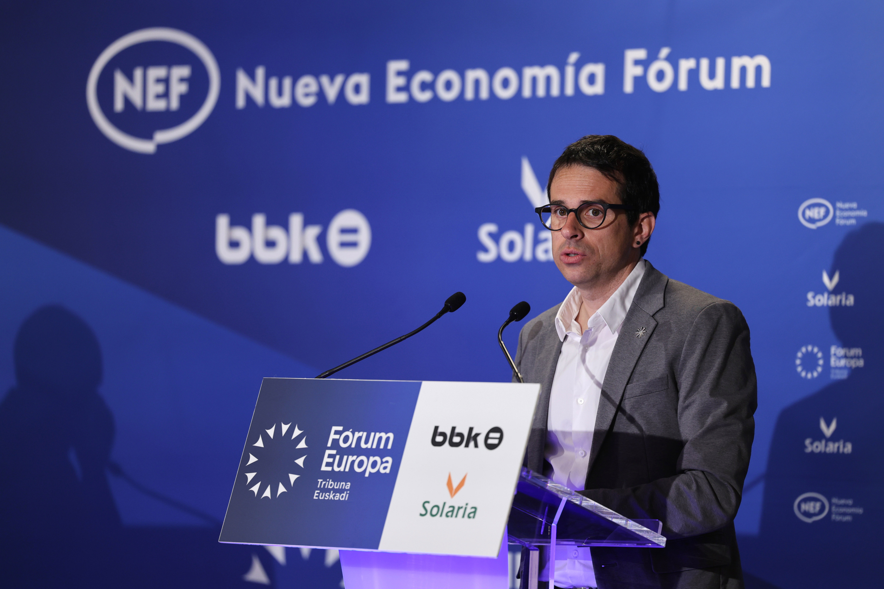 Pello Otxandiano, gaur, Forum Europak antolatutako hitzaldian. OSKAR MATXIN EDESA / FOKU