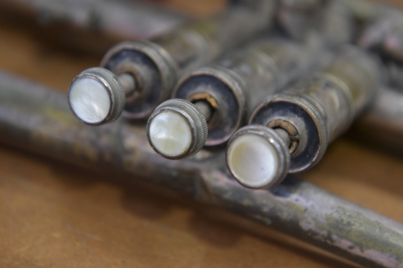 Daniel Laparra kopontzen ari den tronpeta zahar bat. IDOIA ZABALETA / FOKU