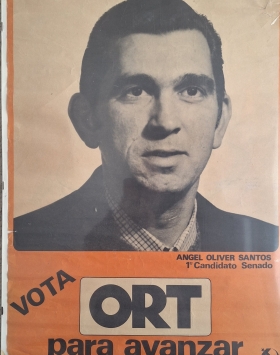 Angel Oliverren senaturako hautagaitzaren propaganda kartela, 1979an. ANGEL OLIVERREN ARTXIBOTIK ATERATA