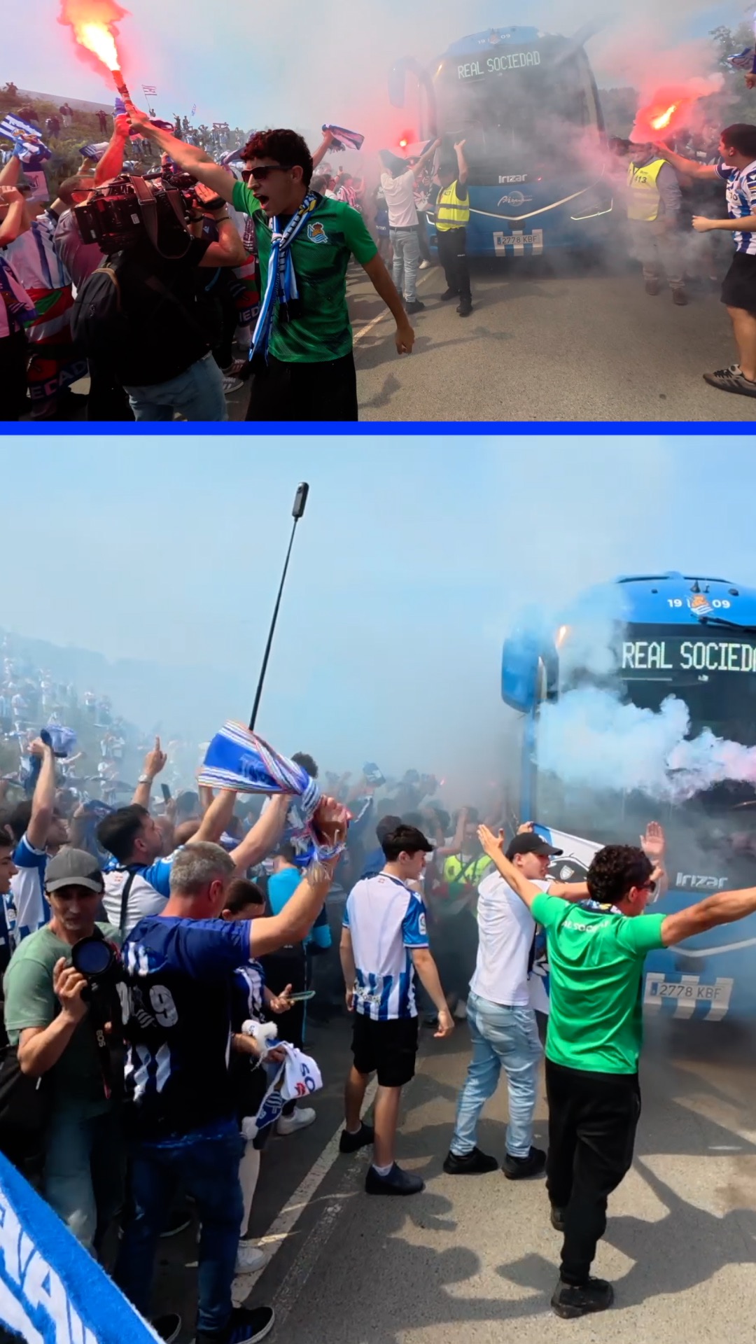 Ehunka zalek agurtu dute Realaren autobusa