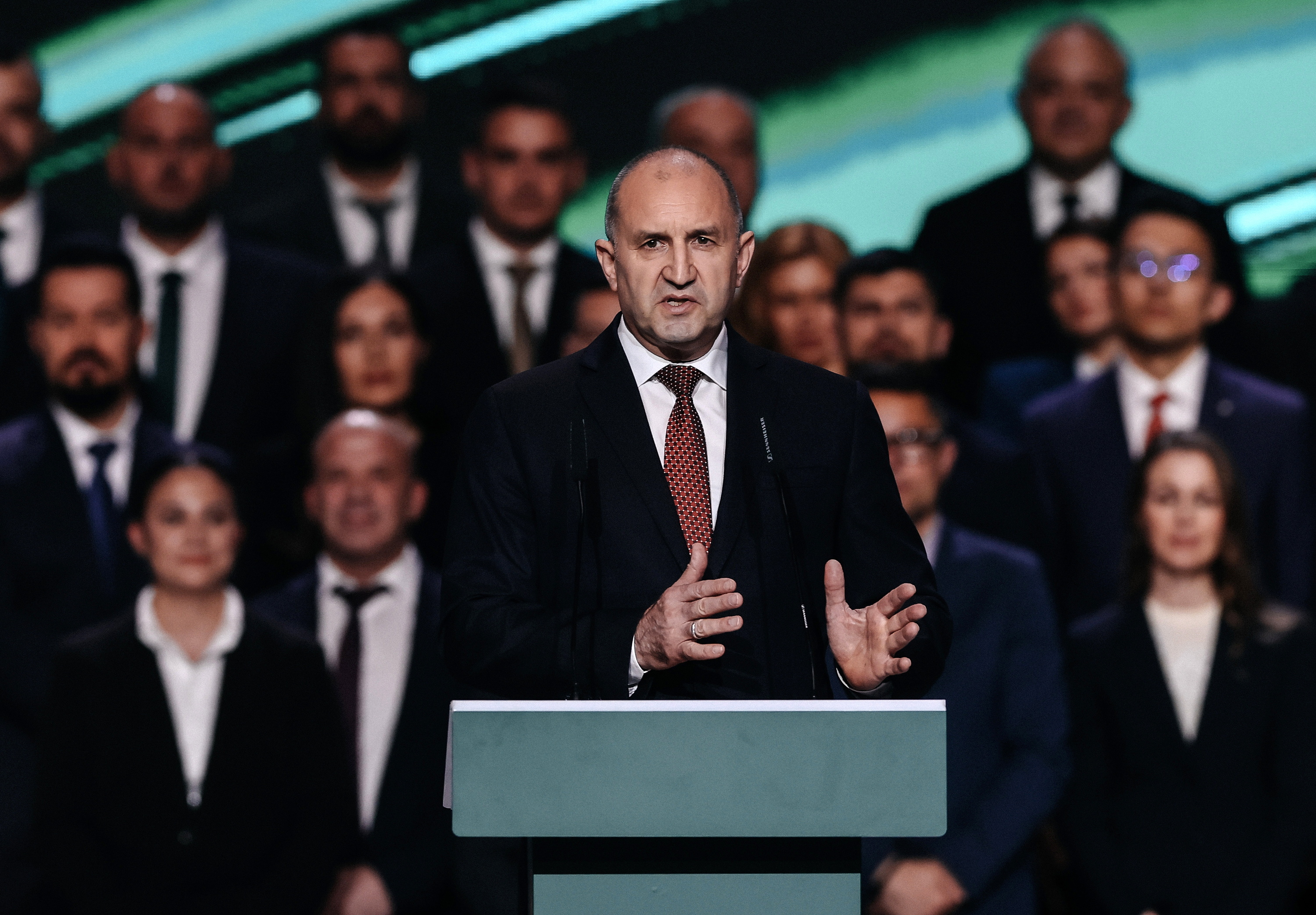 Rumen Radev Bulgariako bozen garailea Sofian, atzo. BORISLAV TROSHEV / EFE