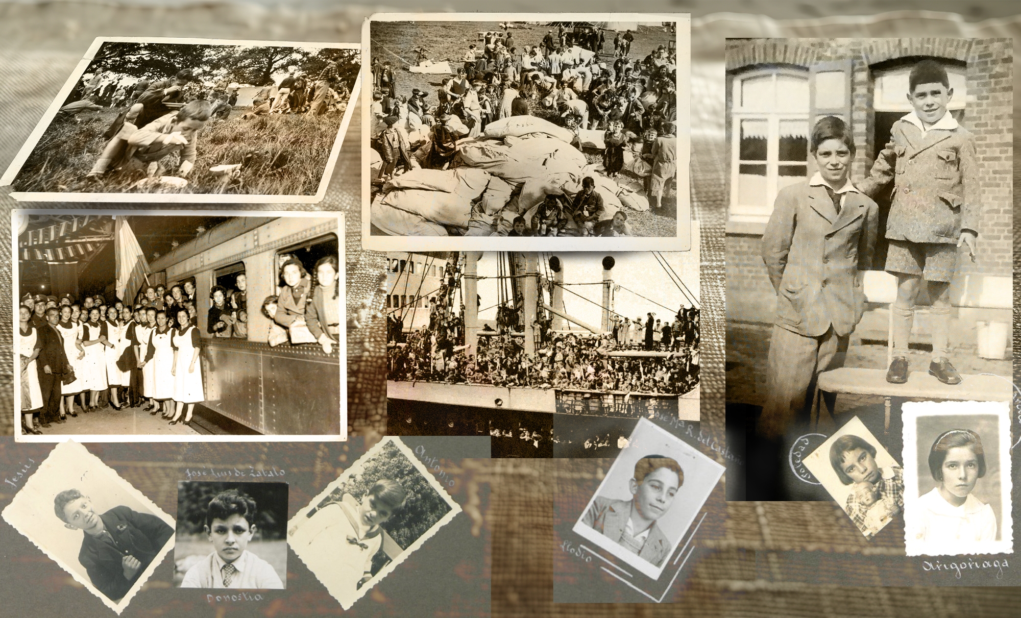 1936ko gerraren ondorioz erbestera ihes egin behar izan zuten umeen argazkiak. UTZITAKOAK