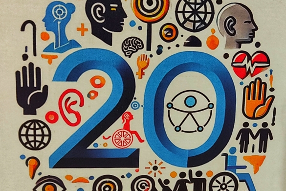 Nazio Batuen Erakundeak duela hogei urte desgaitasuna duten pertsonen eskubideen konbentzioak 20 urte bete dituela oroitzeko kartela. NAFARROAKO HITZA