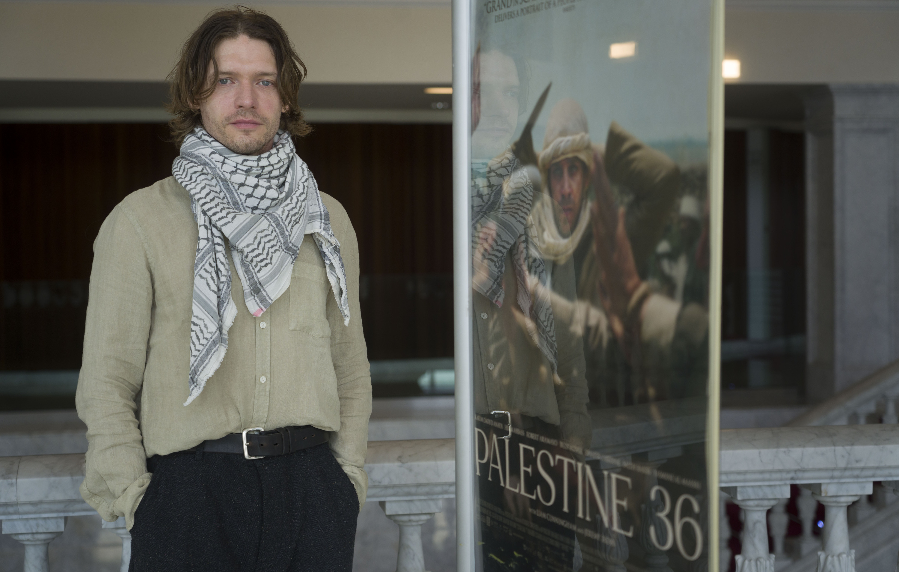 Billy Howle aktorea, 'Palestine 36' filmaren prentsaurrekoan, atzo, Donostian. JON URBE / FOKU