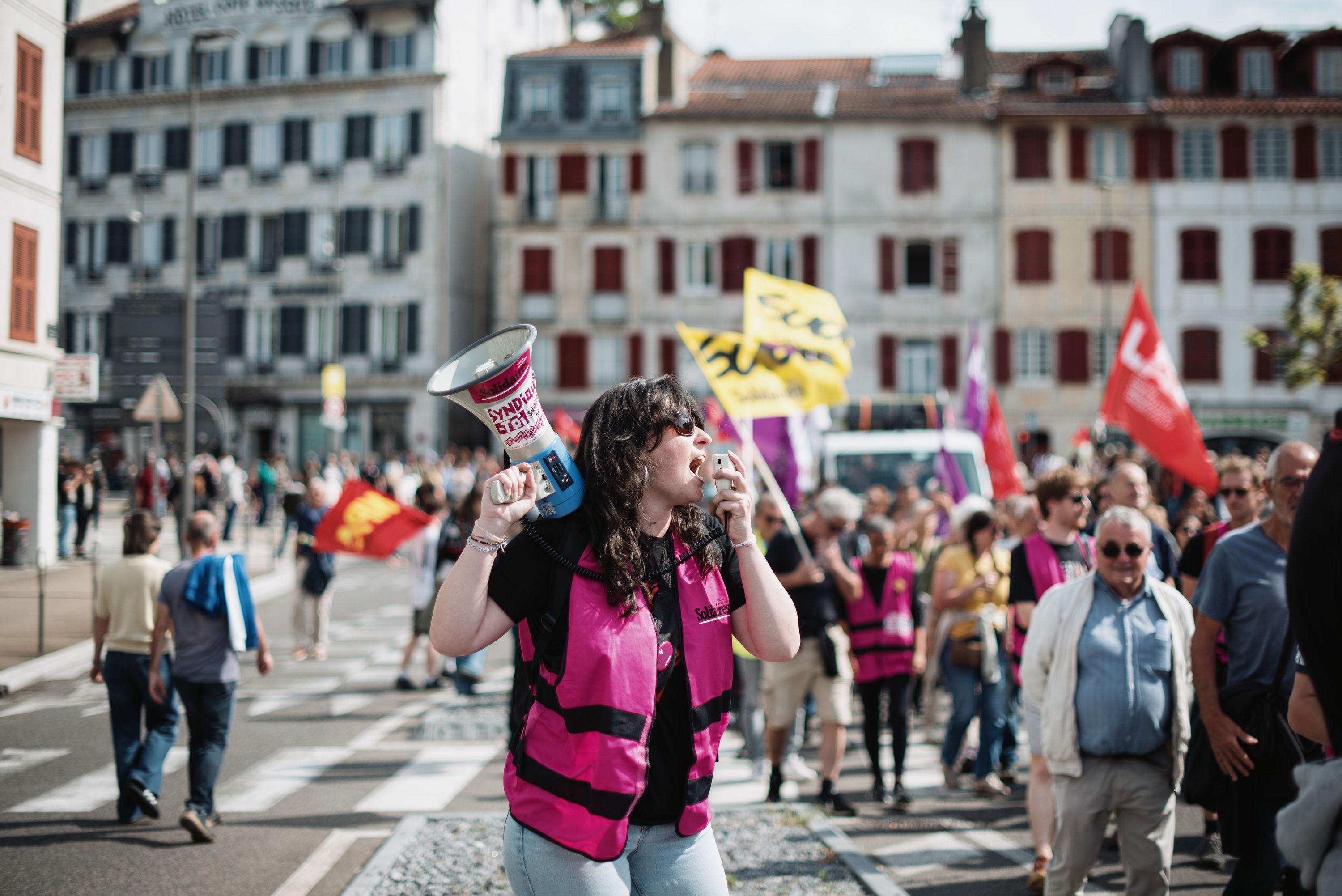 Maiatzaren Leheneko manifestazioa, gaur, Baionan. GUILLAUME FAUVEAU