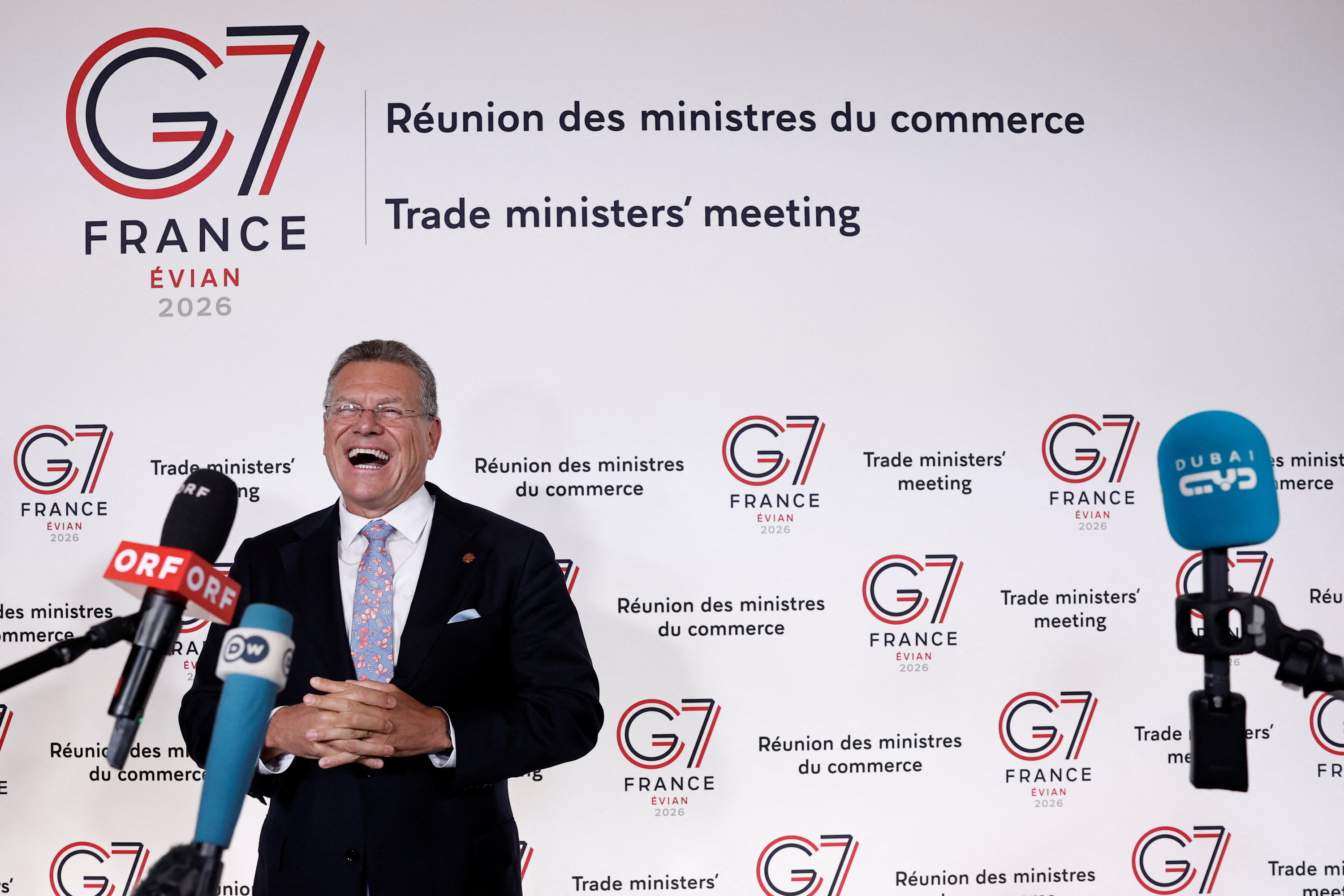 Maros Sefcovic EBko Merkataritza komisarioa, atzo, Parosen. BENOIT TISIER / EFE