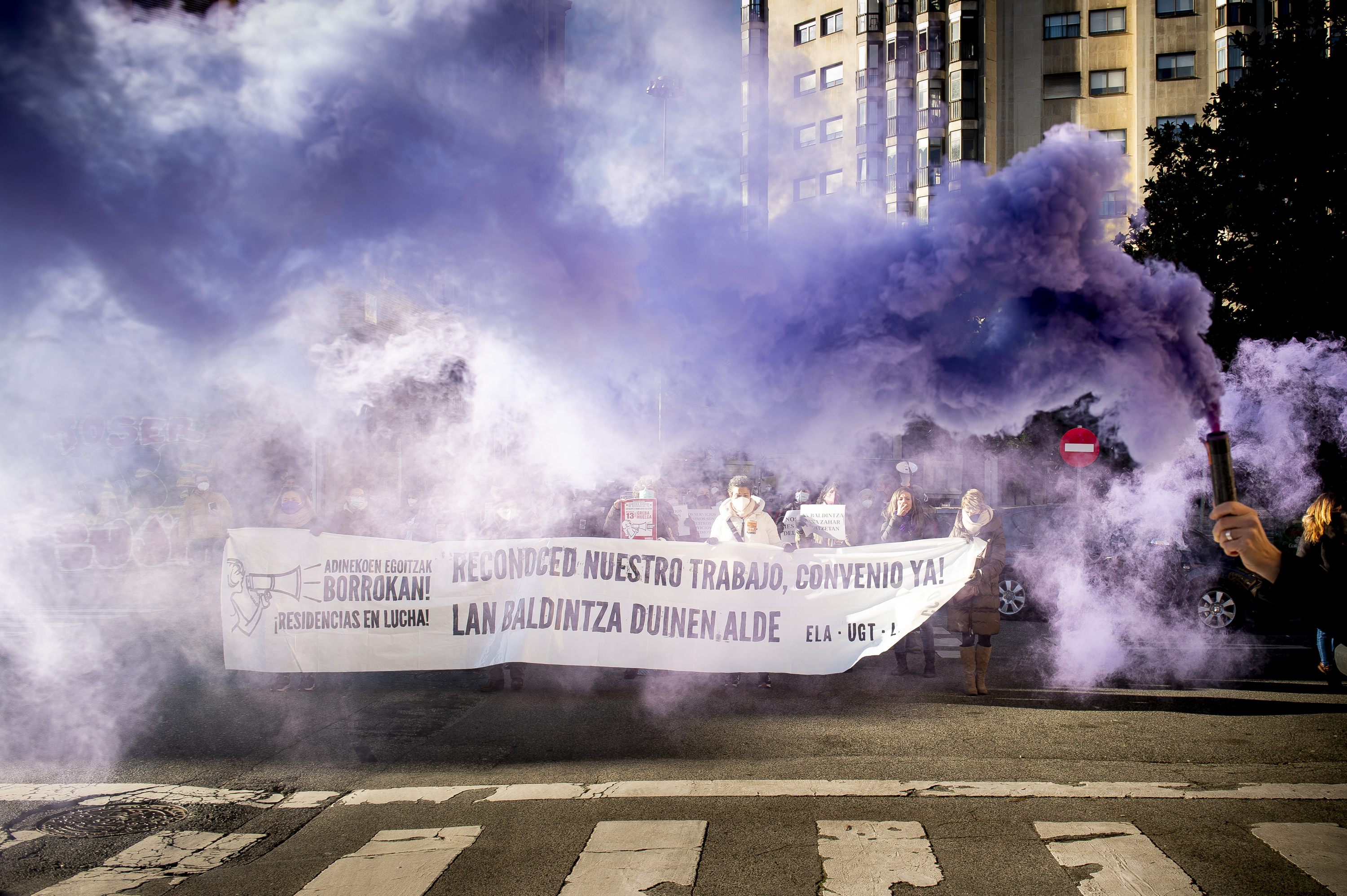 Nafarroako zahar etxeetako langileen mobilizazio bat, artxiboko irudi batean. IÑIGO URIZ / FOKU
