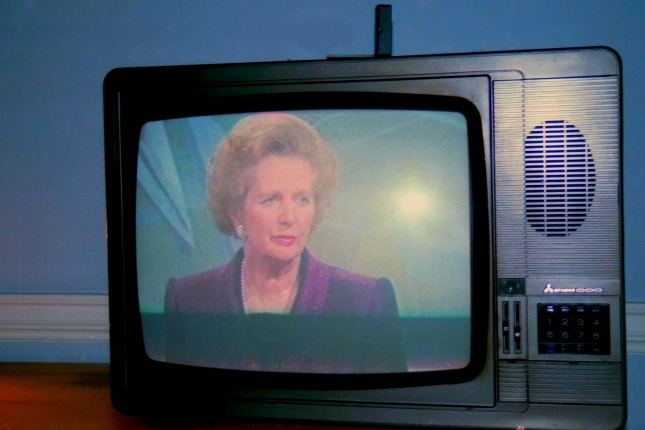 Margaret Thatcher telebistan, 1990ean. R BARRAEZ DA'LUCCA Margaret Thatcher telebistan, 1990ean. R BARRAEZ DA'LUCCA