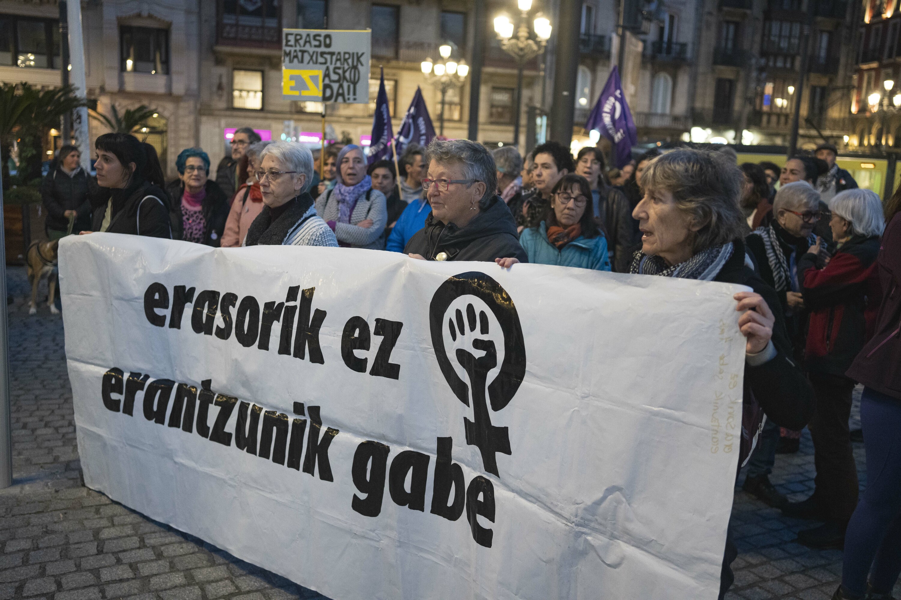 Indarkeria matxistaren aurkako elkarretaratze bat, Bilbon, artxiboko irudi batean. ARITZ LOIOLA / FOKU