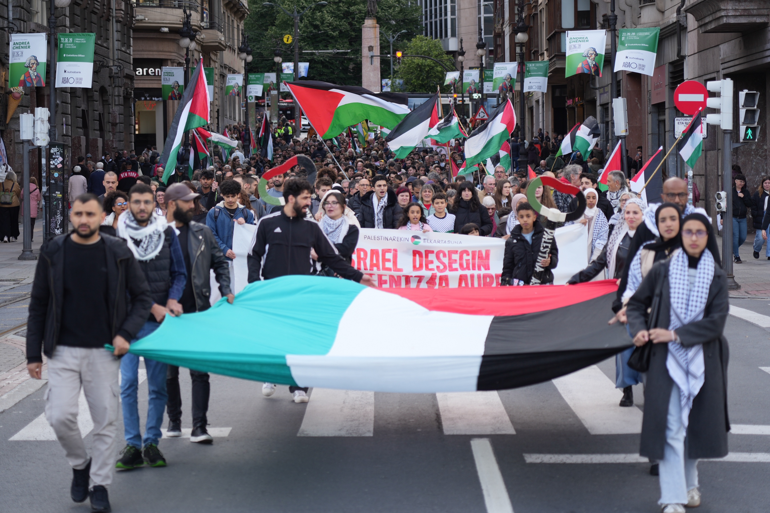 Palestinarekin Elkartasuna taldeak deitutako mobilizazioa, Bilbon. ARITZ LOIOLA / FOKU