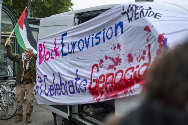 Eurovisionen aurkako protestak Vienan. HANNIBAL HANSCHKE / EFE