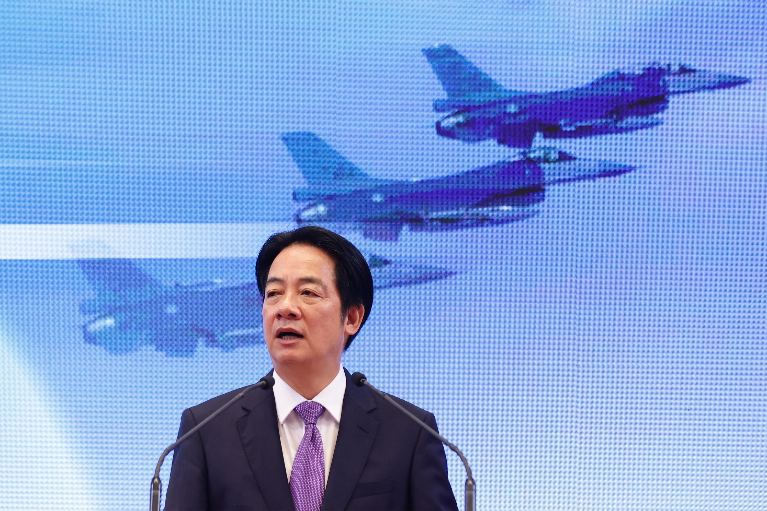 Lai Ching-te Taiwango presidentea, atzo, Taipein egin zuen agerraldi batean. RITCHIE B. TONGO / EFE