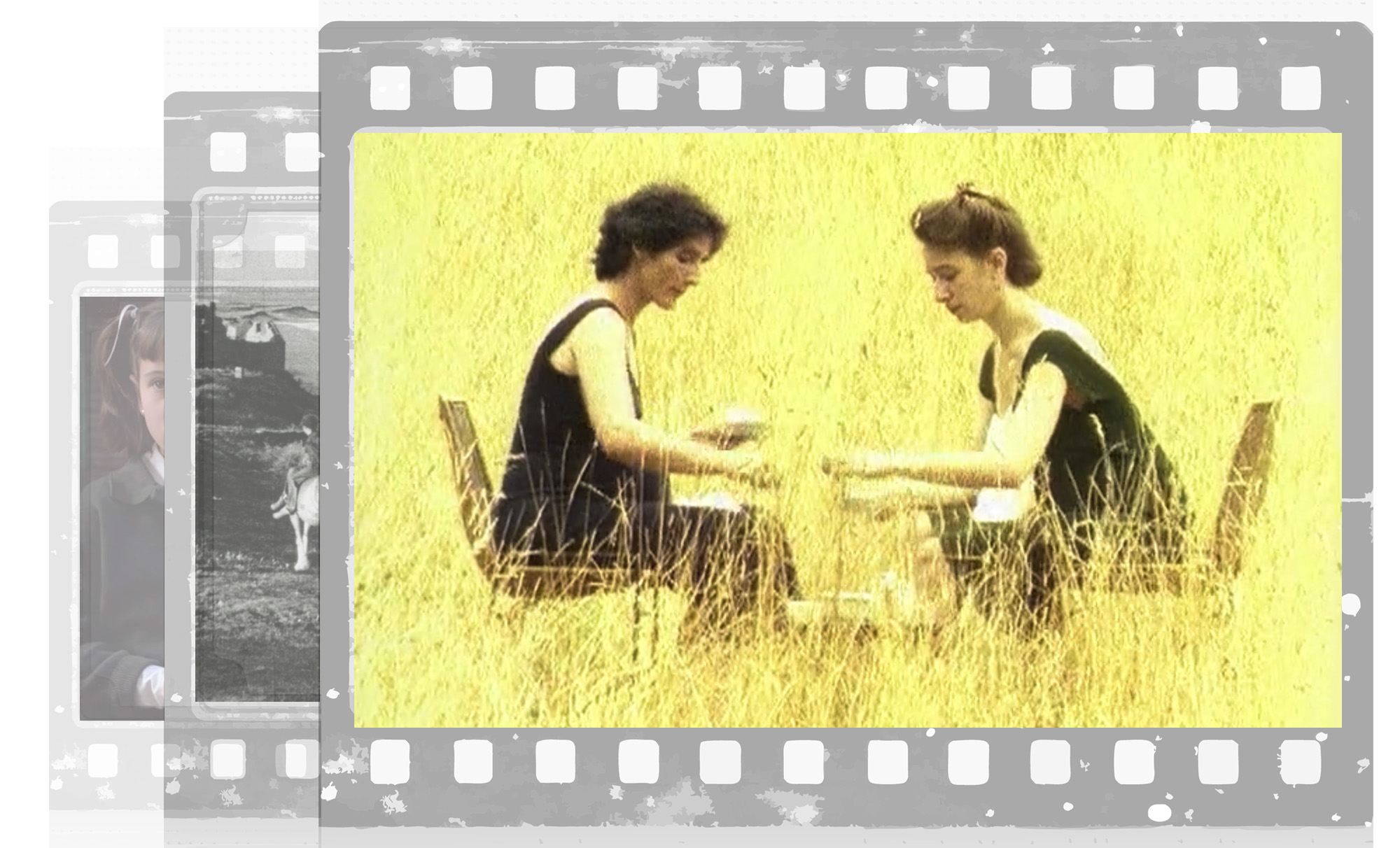 Helena Tabernaren 'Nerabe' (1996) filmeko irudi bat; atzean beste hauek dituela: Yannick Bellonen 'Goémons' (1948) eta 'Urte Ilunak' (Ana Barandiaran, 1992). BERRIA