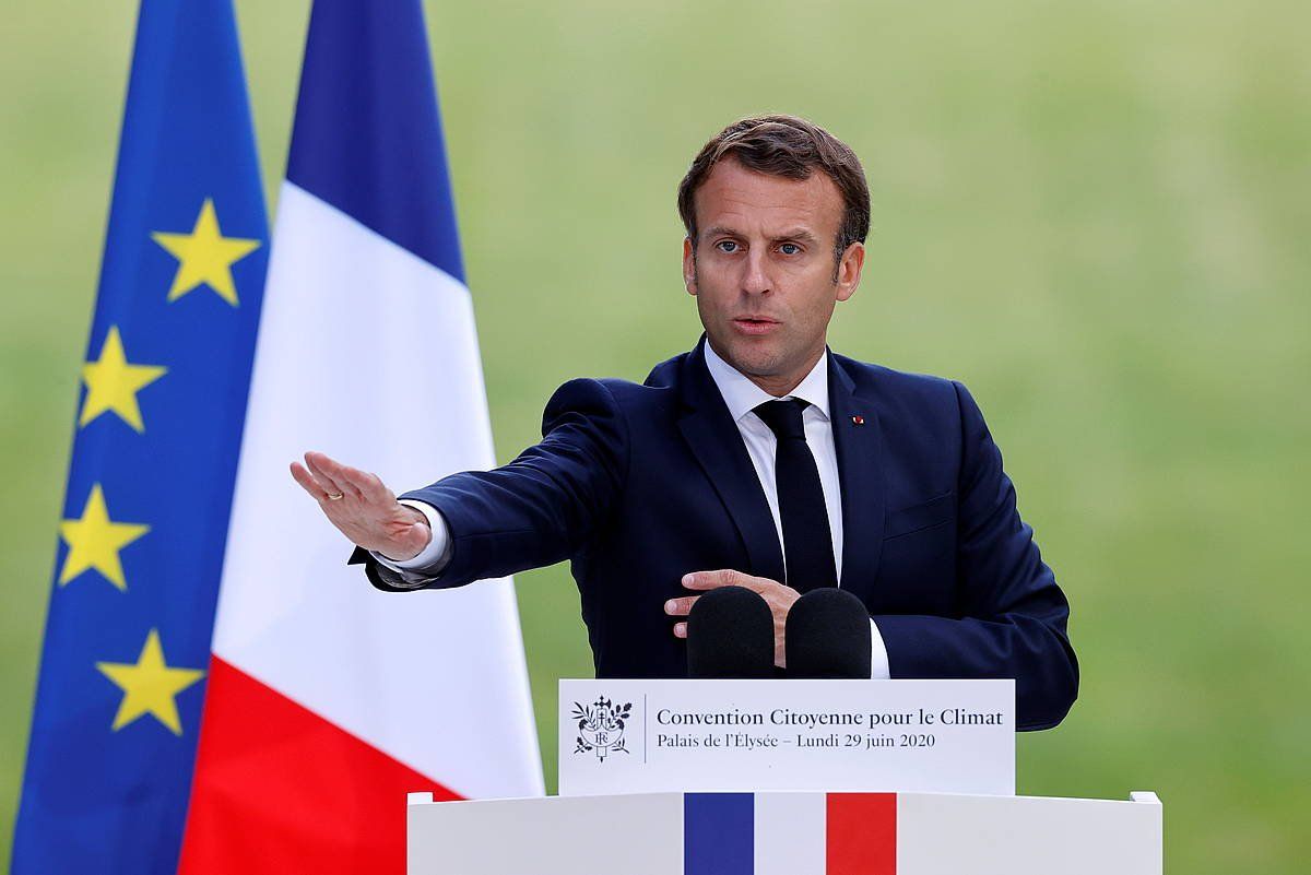 Emmanuel Macron Frantziako presidentea, gaurko agerraldian. EFE