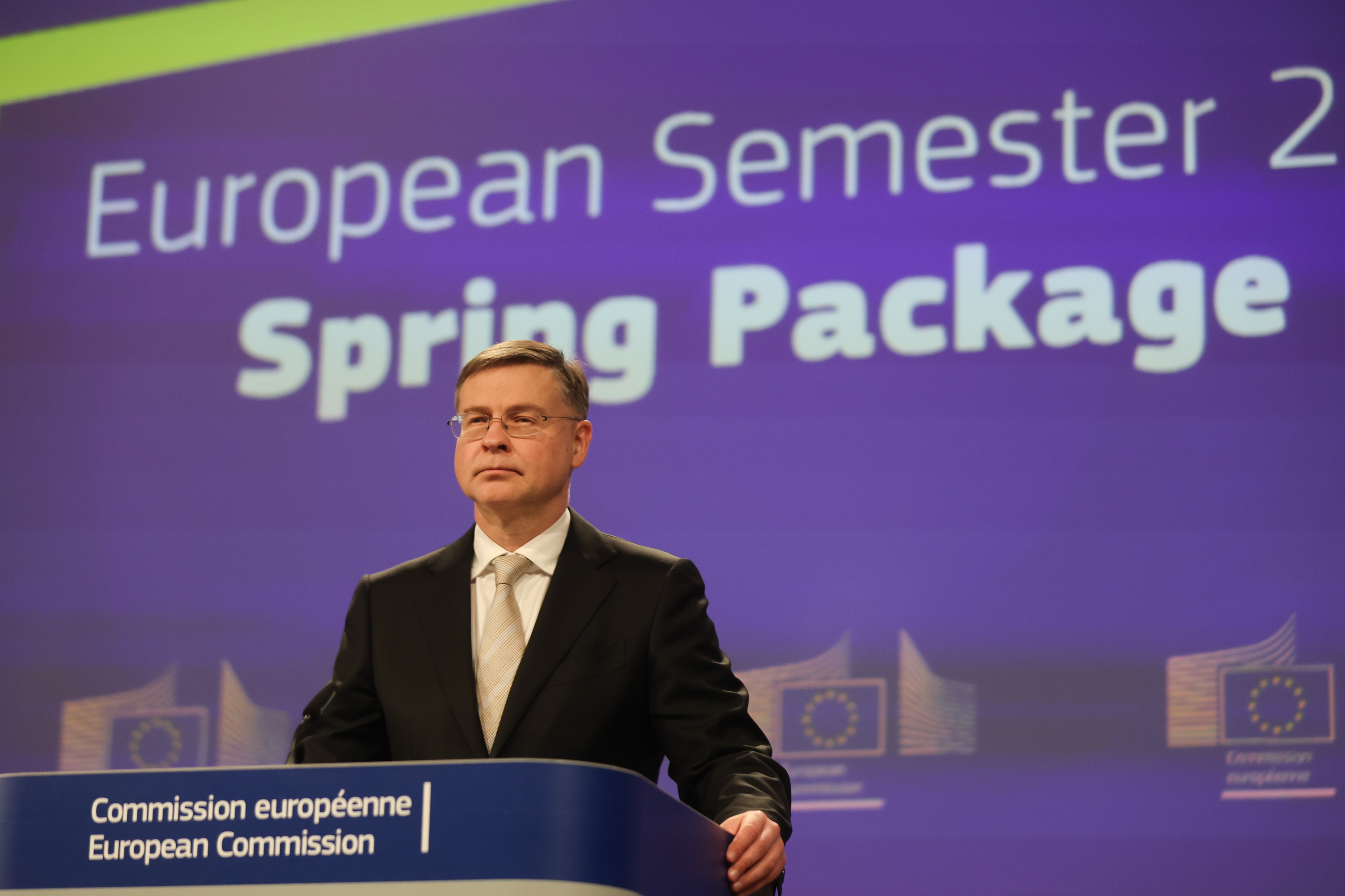 Valdis Dombrovskis Europako Batzordeko Ekonomia komisarioa, gaur. OLIVIER HOSSLET / EFE
