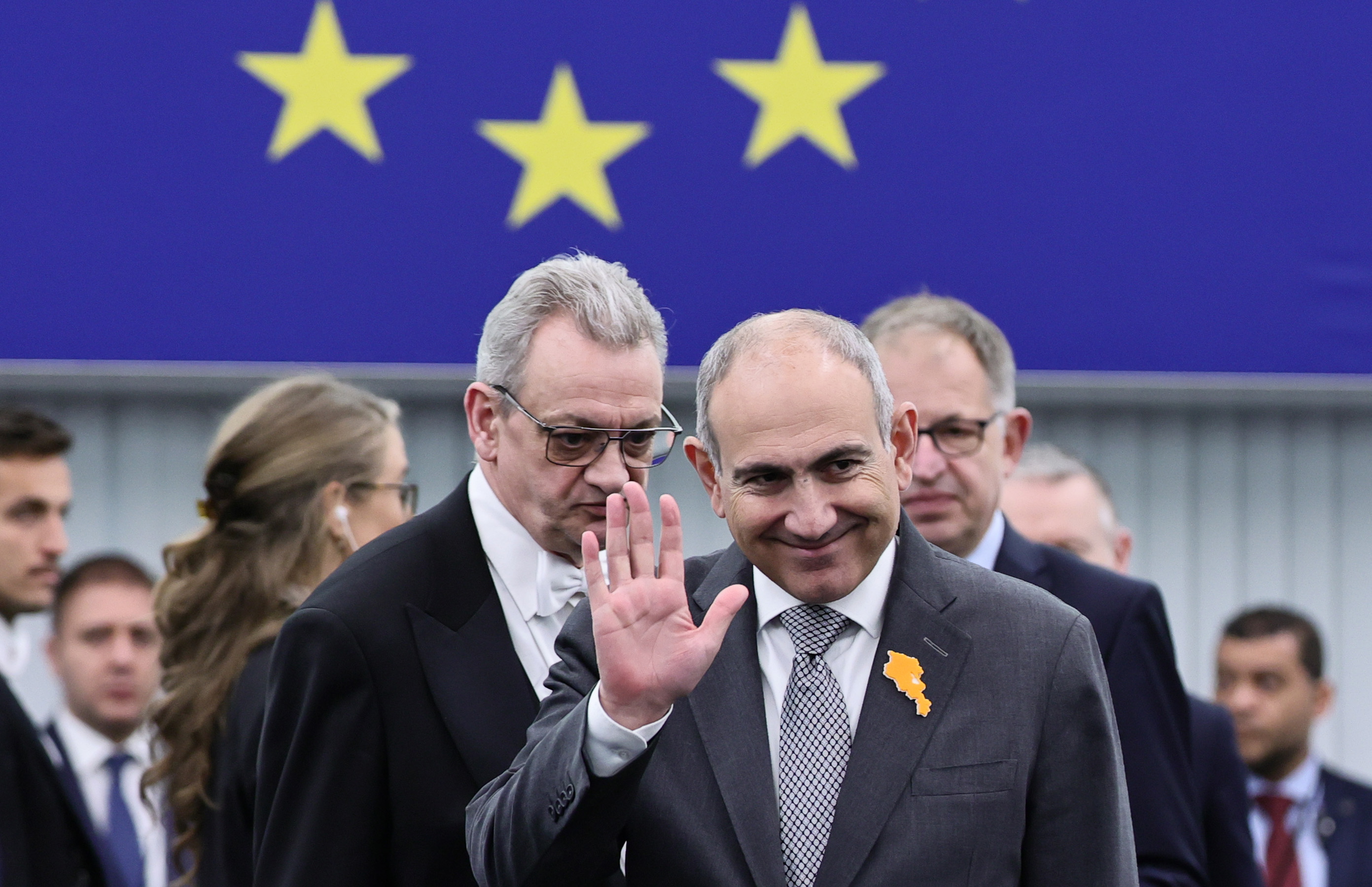Armeniako presidente Nikol Paxinian Estrasburgon, Europako Parlamentuaren egoitzan, aurten, artxiboko irudi batean. RONALD WITTEK / EFE