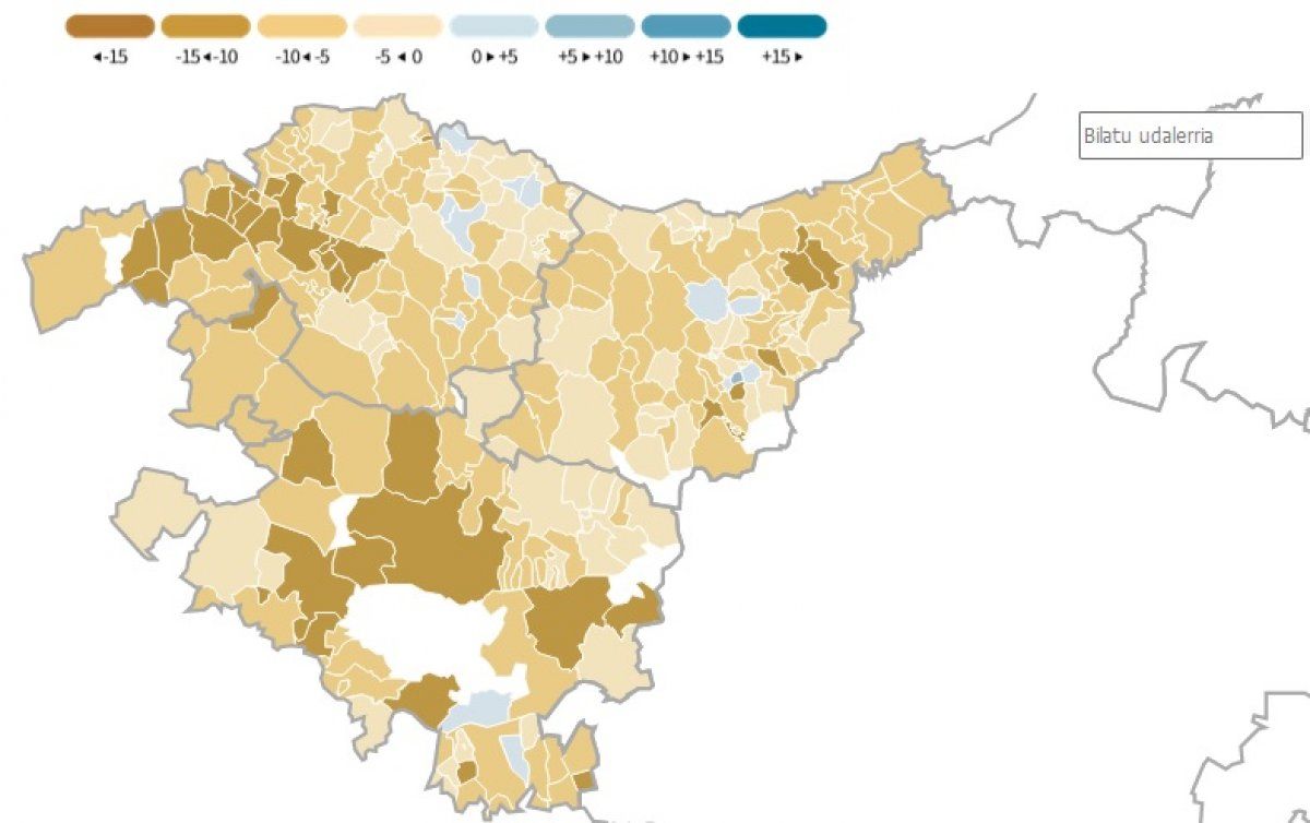 BERRIAren hauteskundetako mapa interaktiboan ikusi eta kontsultatu daiteke parte hartzea zein izan den herri bakoitzean.