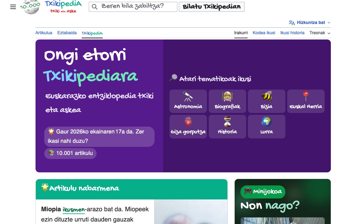 Txikipediak beste etapa bati ekin dio. TXIKIPEDIA
